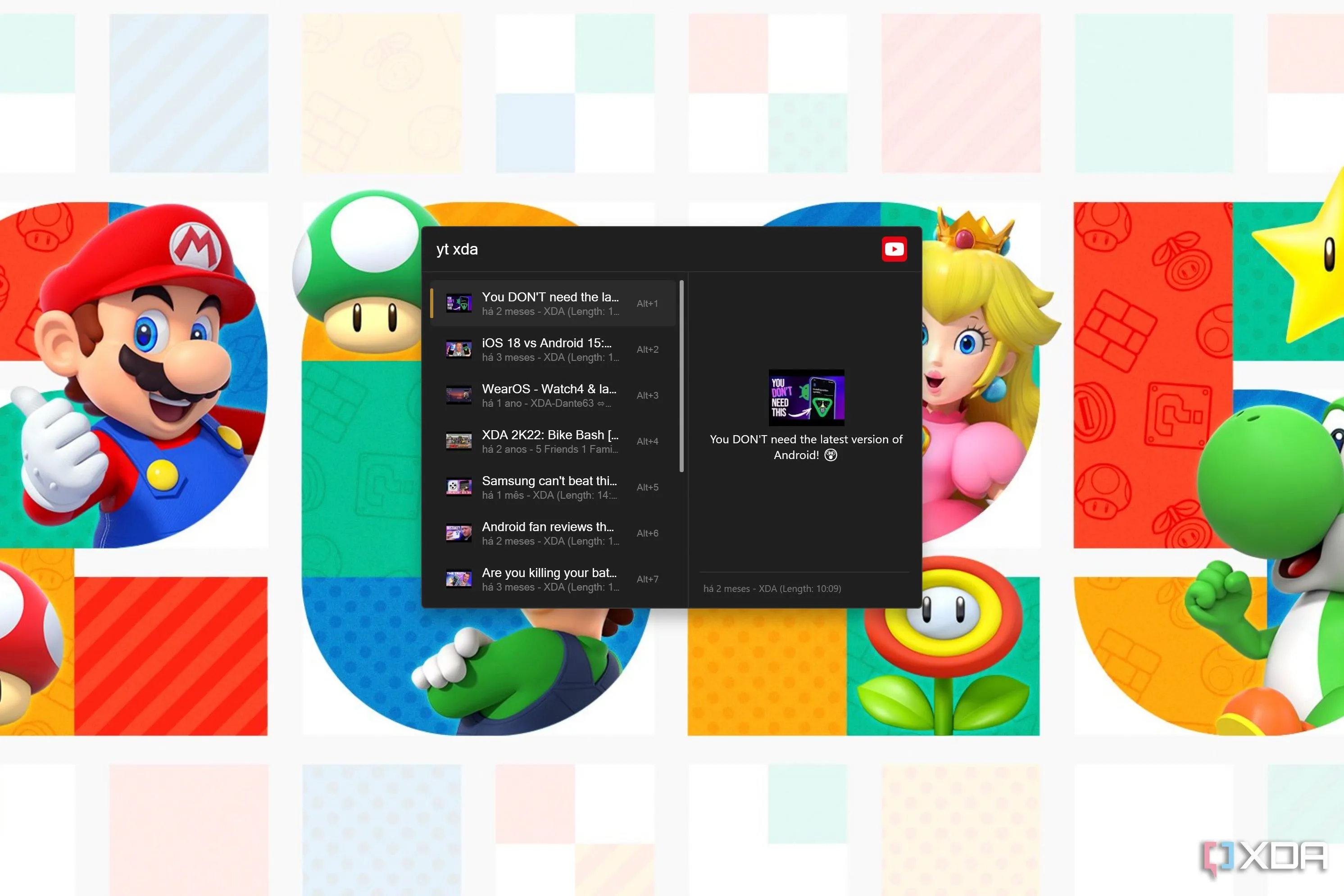Flow Launcher hiển thị kết quả tìm kiếm YouTube bằng plugin FlowYouTube
