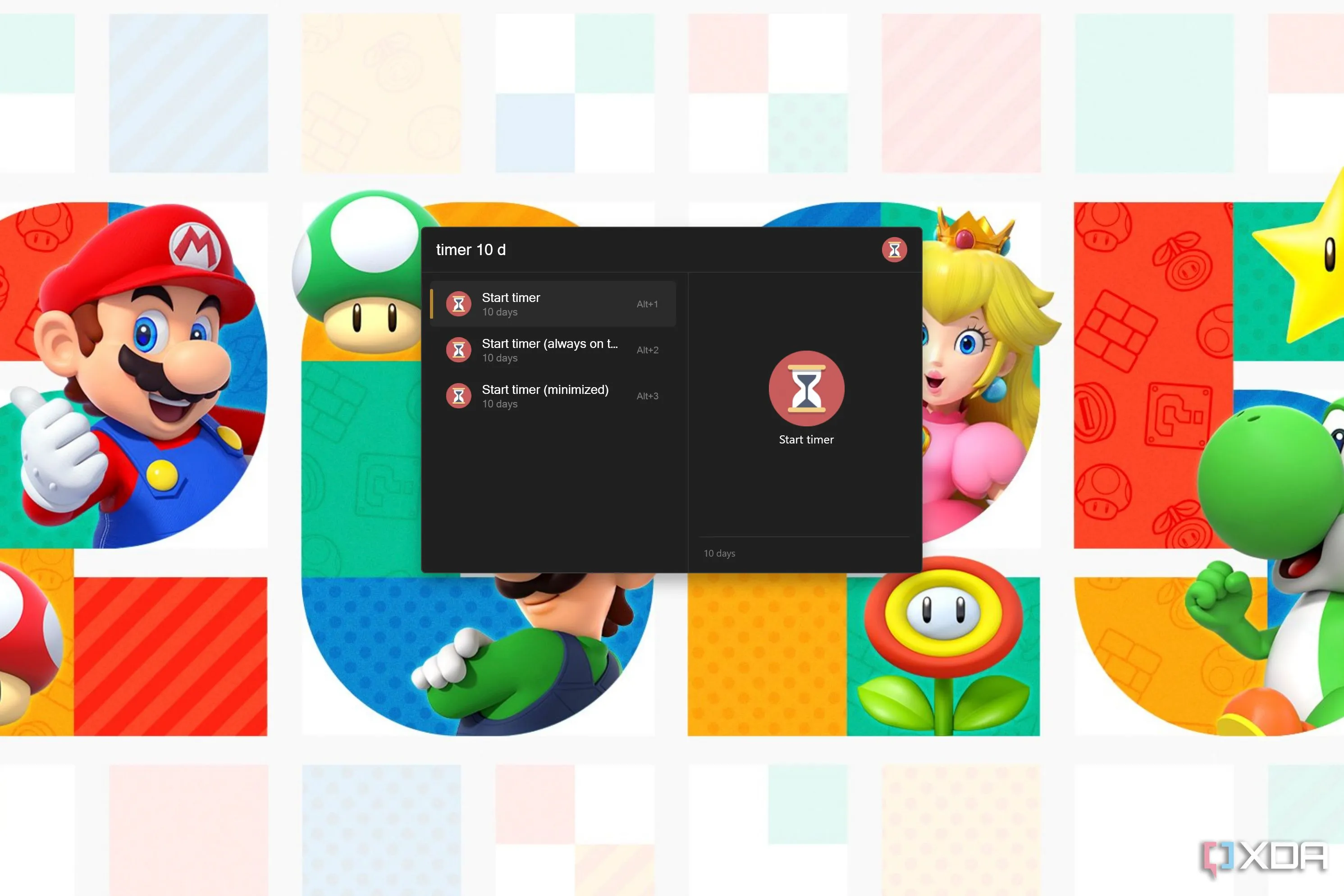 Flow Launcher hiển thị lệnh cho plugin Timer