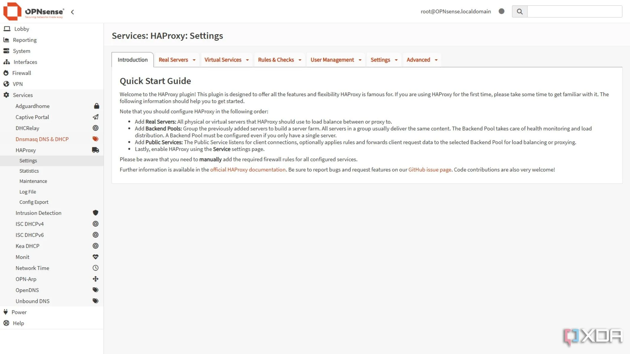 Giao diện cài đặt plugin HAProxy trên OPNsense, cho thấy các tùy chọn cấu hình reverse proxy