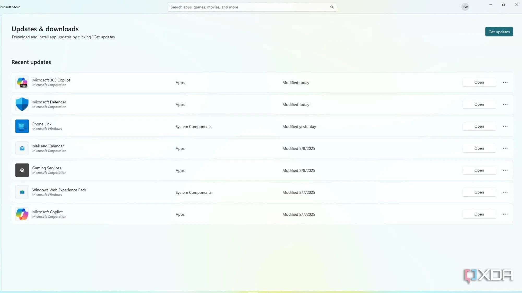Giao diện cập nhật ứng dụng Windows