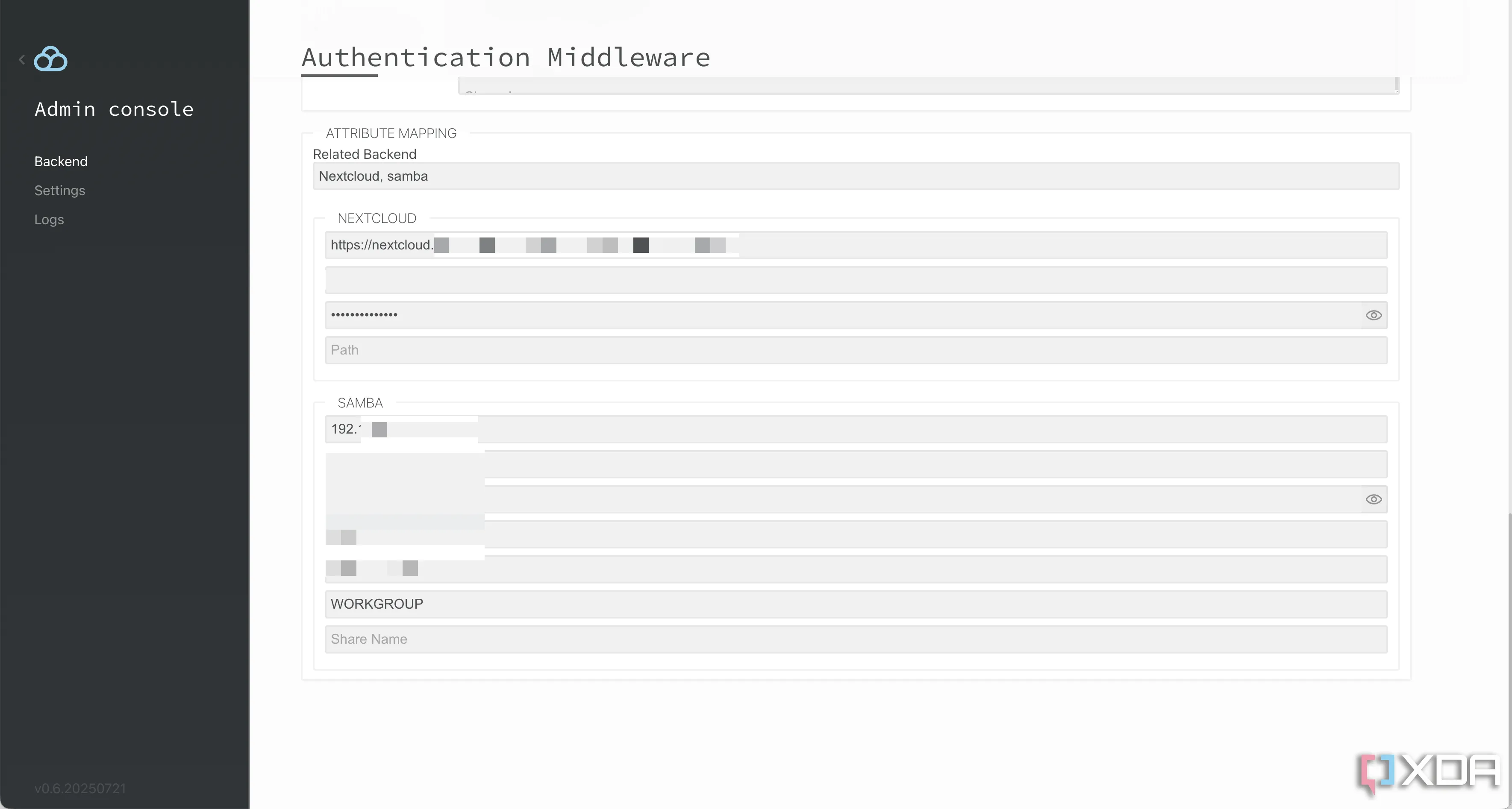 Giao diện cấu hình xác thực và tích hợp middleware của Filestash, giúp quản lý quyền truy cập hiệu quả cho các kết nối từ xa