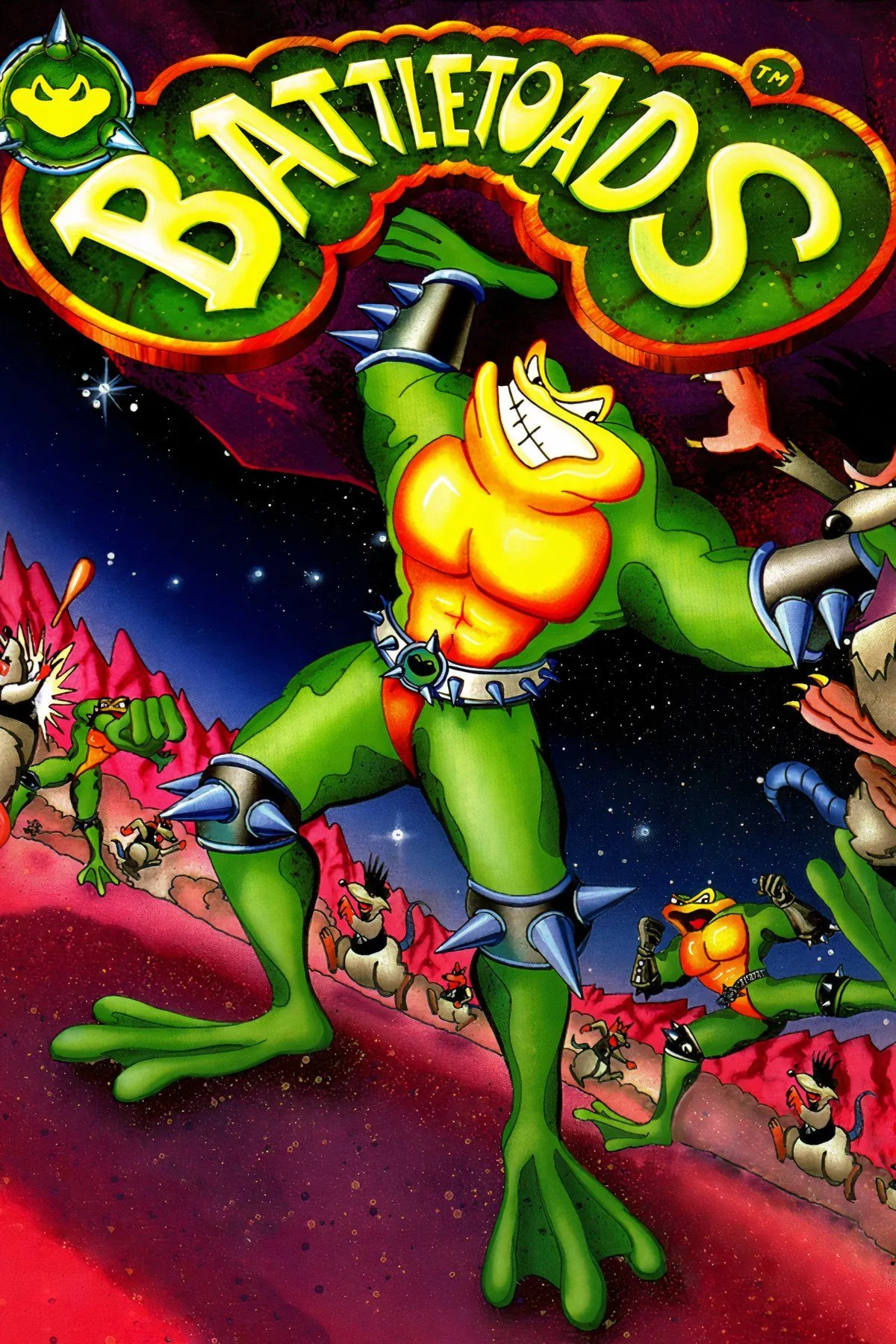 Giao diện chính của game Battletoads với các nhân vật ếch đột biến