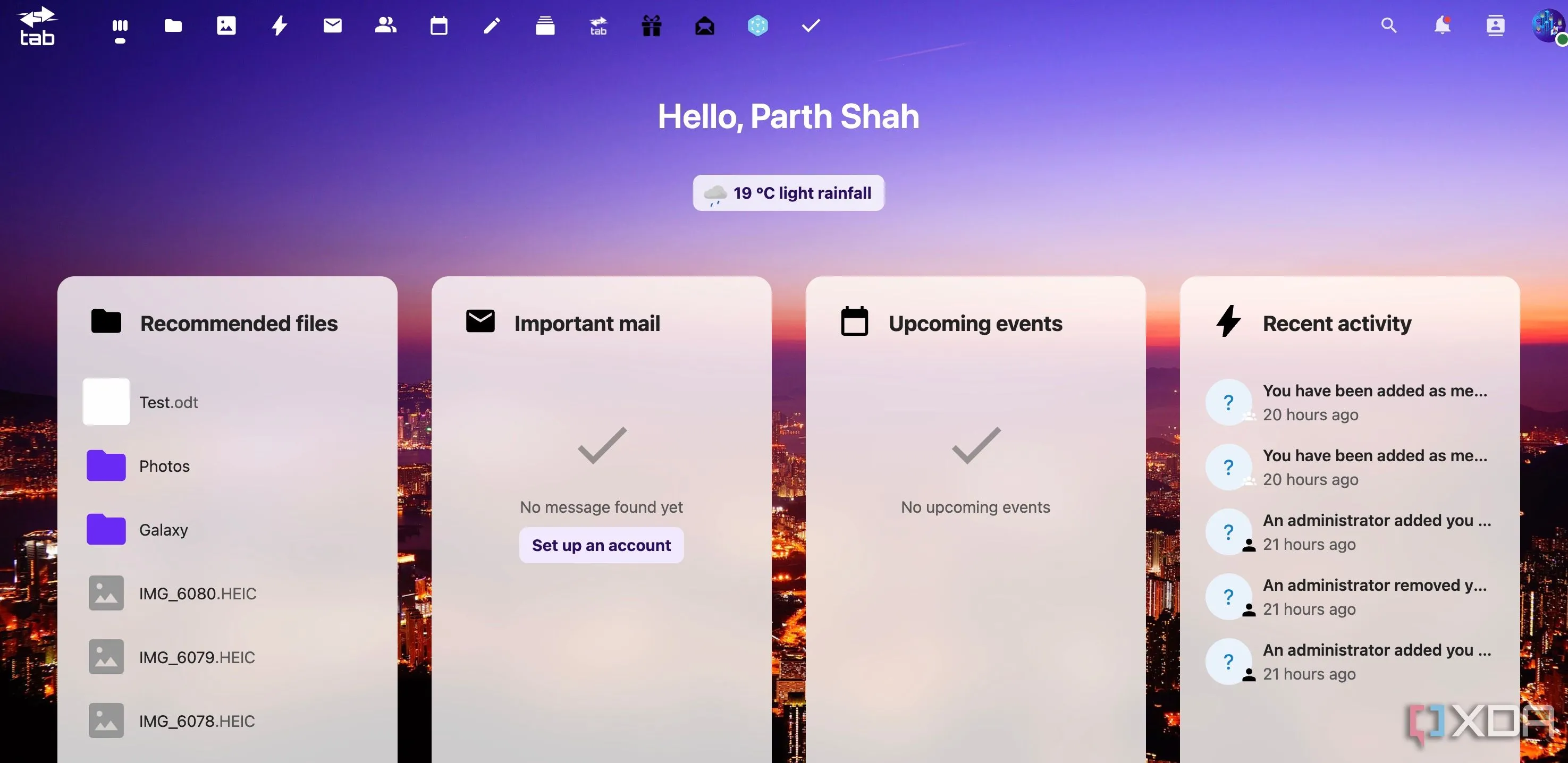 Giao diện chính Nextcloud Hub hiển thị các thư mục và file, minh họa quyền kiểm soát dữ liệu cá nhân