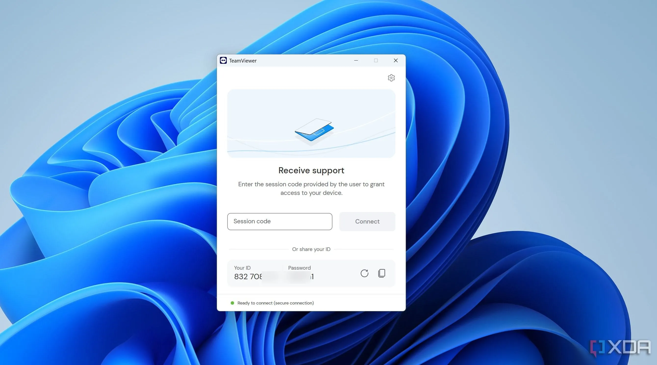 Giao diện chính và menu điều khiển của ứng dụng TeamViewer