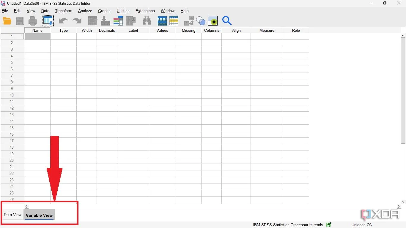 Giao diện Data View và Variable View chính của phần mềm SPSS