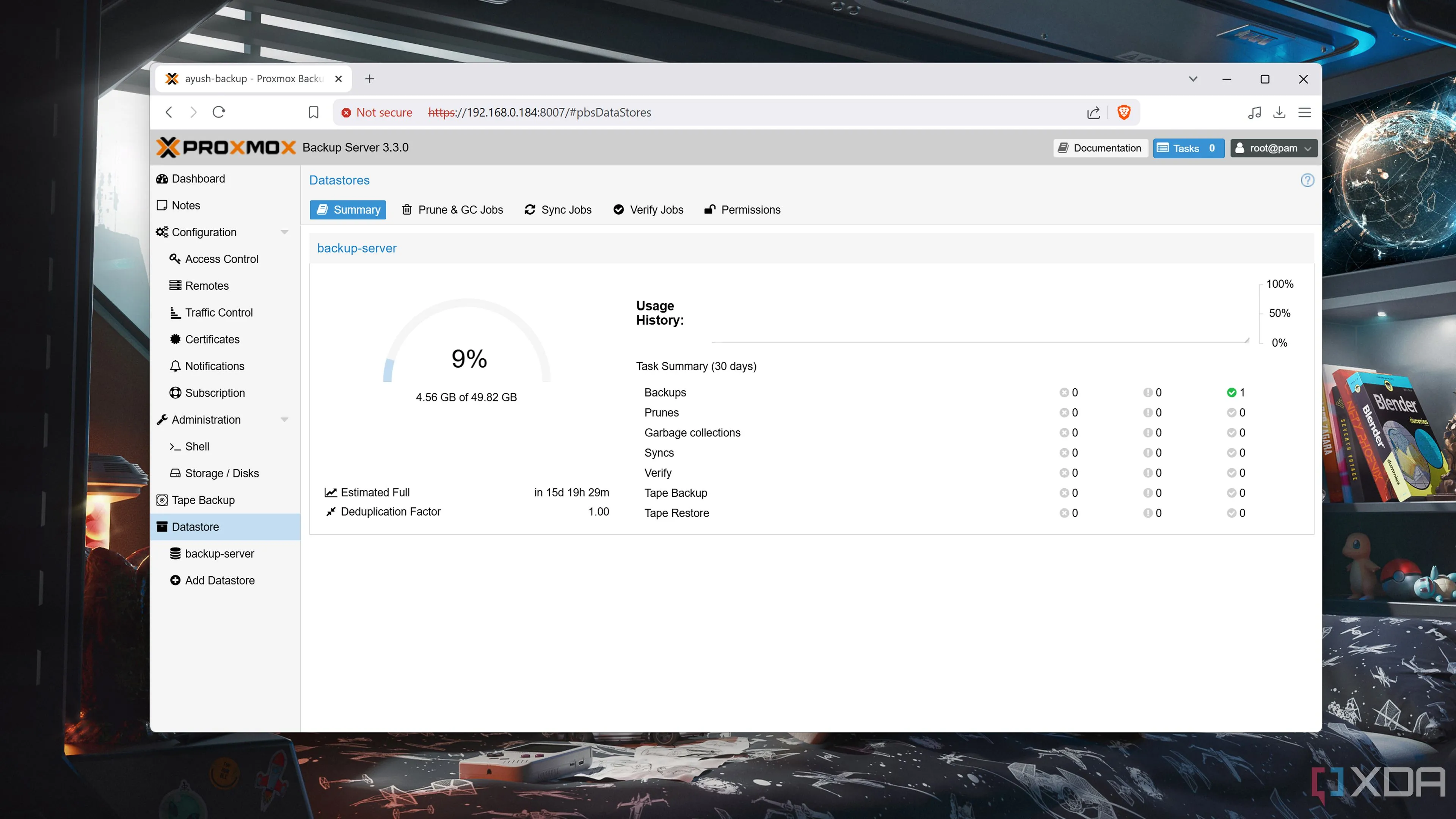 Giao diện Datastore của Proxmox Backup Server