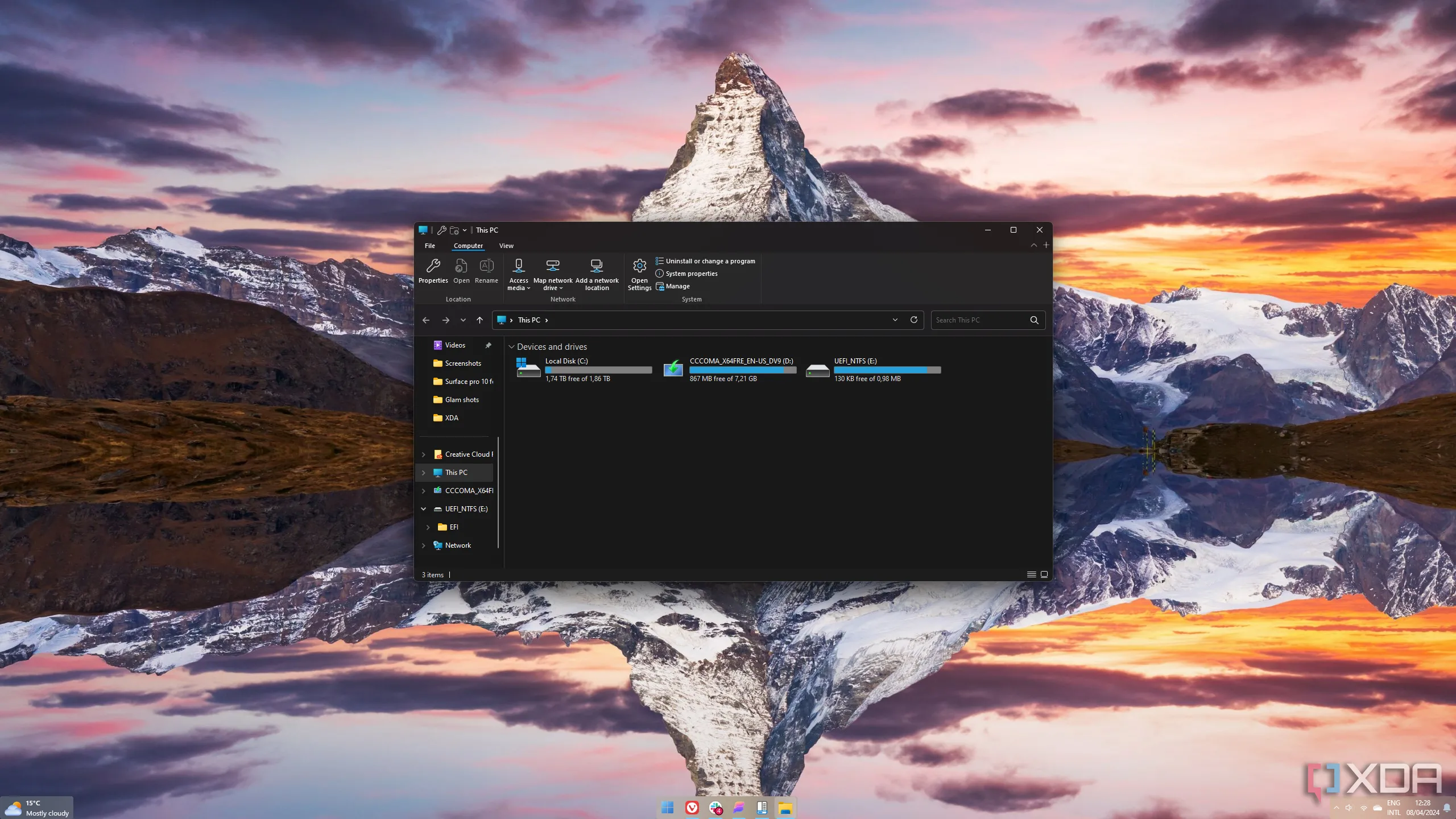 Giao diện File Explorer của Windows 11, nơi quản lý các tệp dữ liệu cục bộ và cấu hình bảo mật