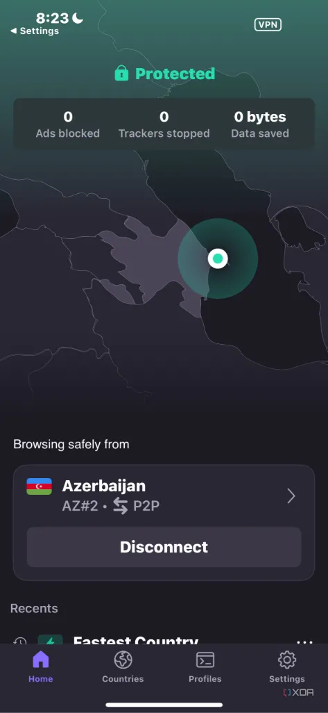 Giao diện hiển thị Proton VPN đang ngắt kết nối khỏi máy chủ trên iPhone, cho thấy quy trình sử dụng đơn giản