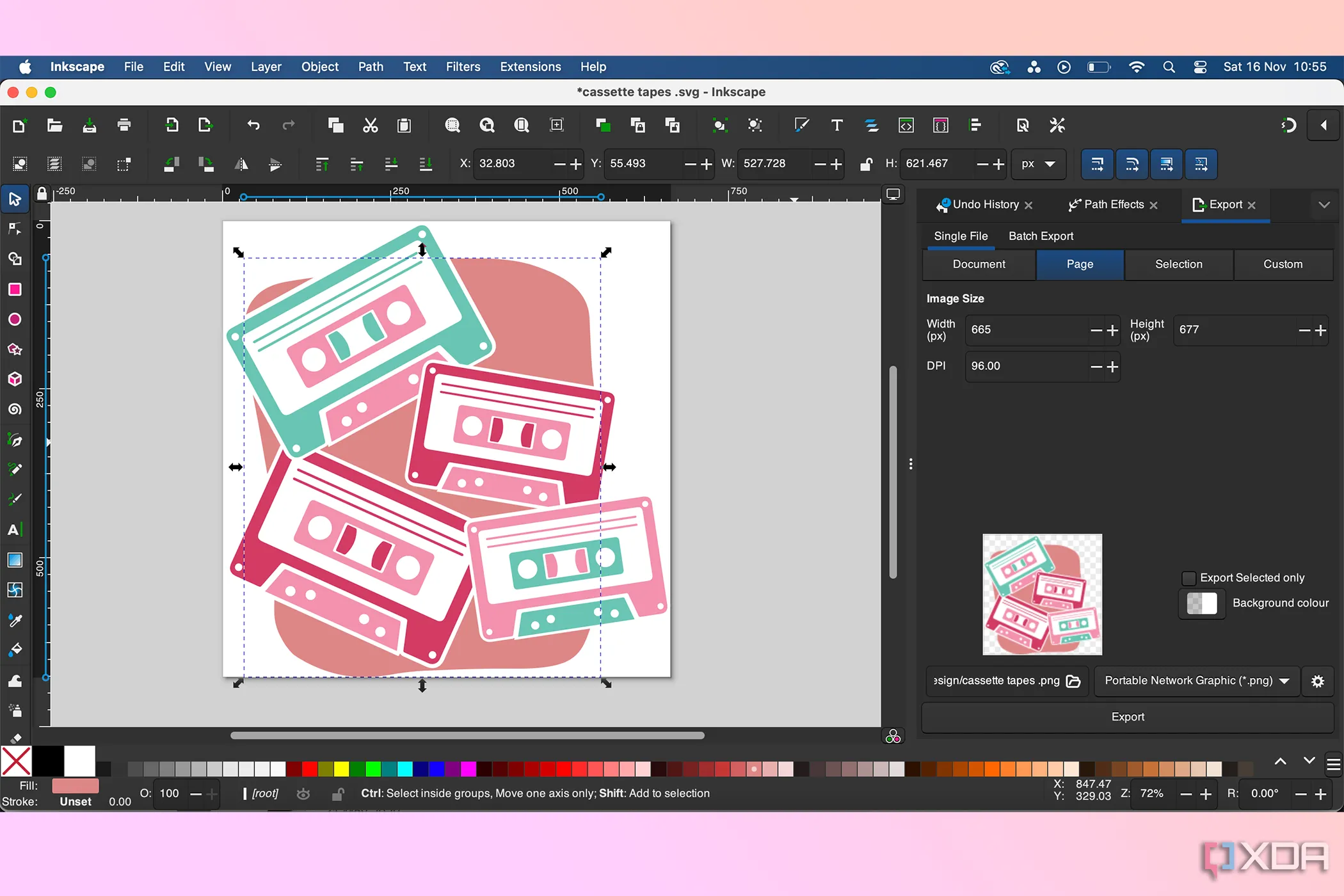 Giao diện Inkscape hiển thị thiết kế đồ họa vector SVG trên bảng vẽ