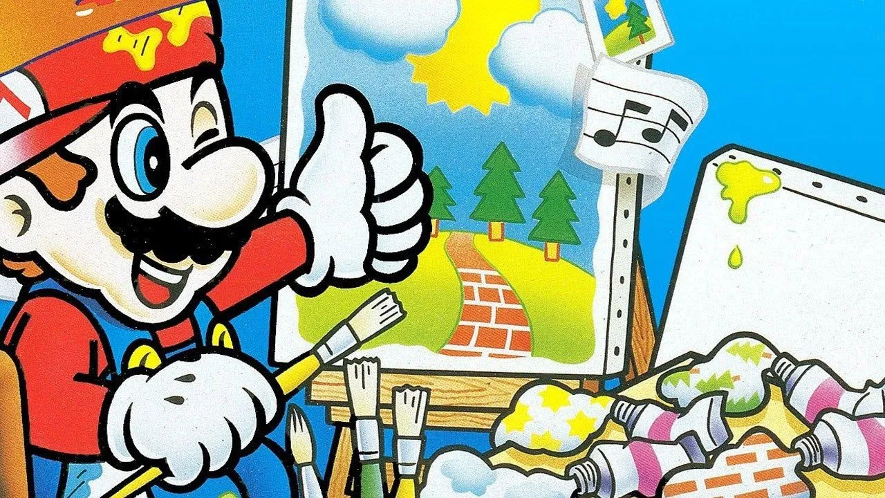 Giao diện Mario Paint cổ điển với con trỏ chuột, minh họa tiềm năng sử dụng chuột Joy-Con trên Nintendo Switch 2