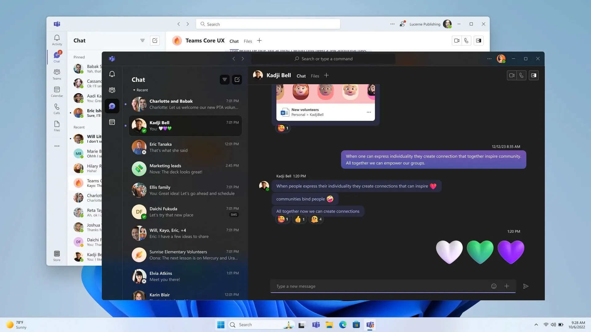 Giao diện Microsoft Teams trên Windows 11 cho phép cộng tác file Excel và họp trực tuyến hiệu quả