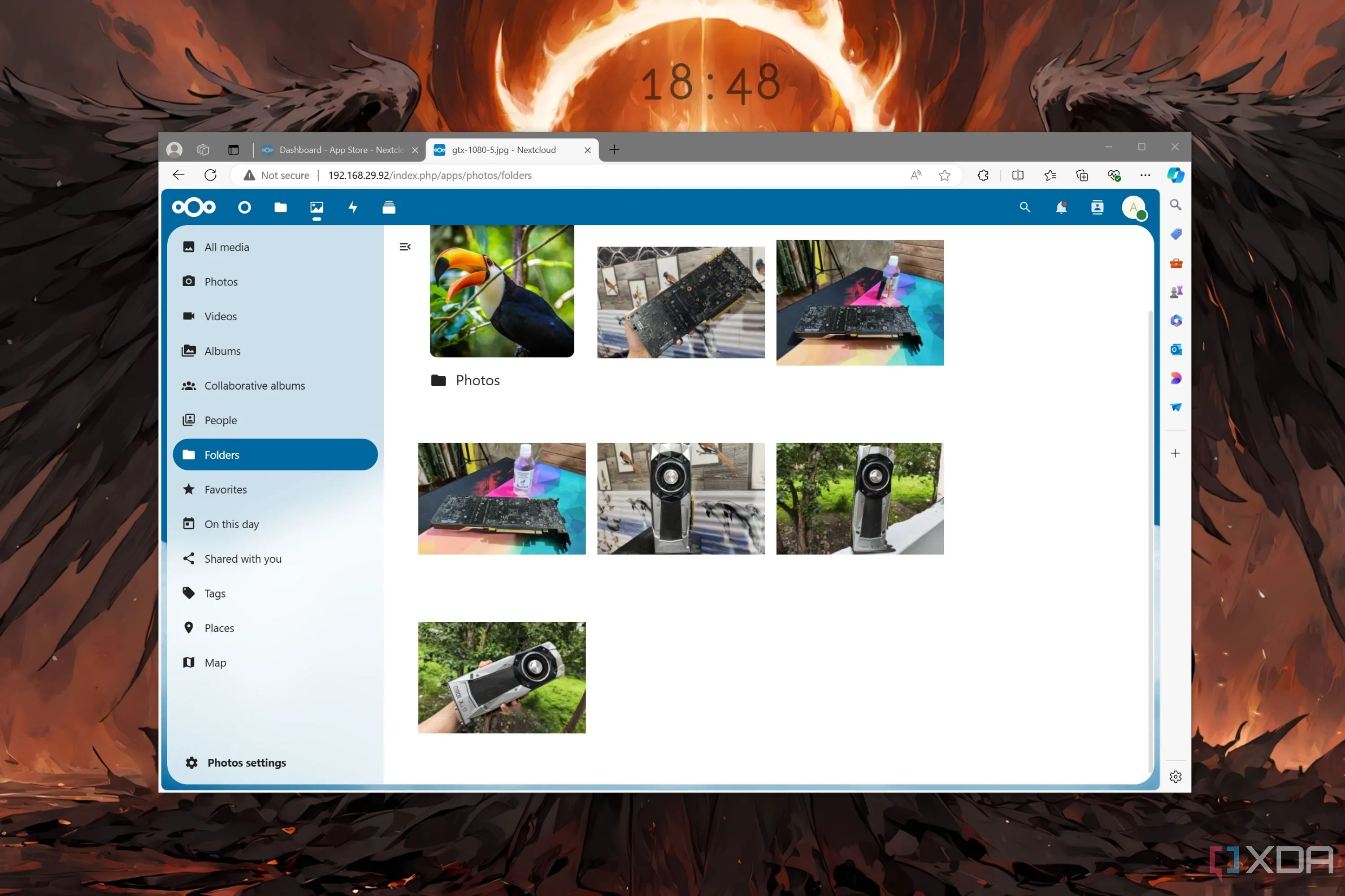 Giao diện Nextcloud hiển thị ảnh