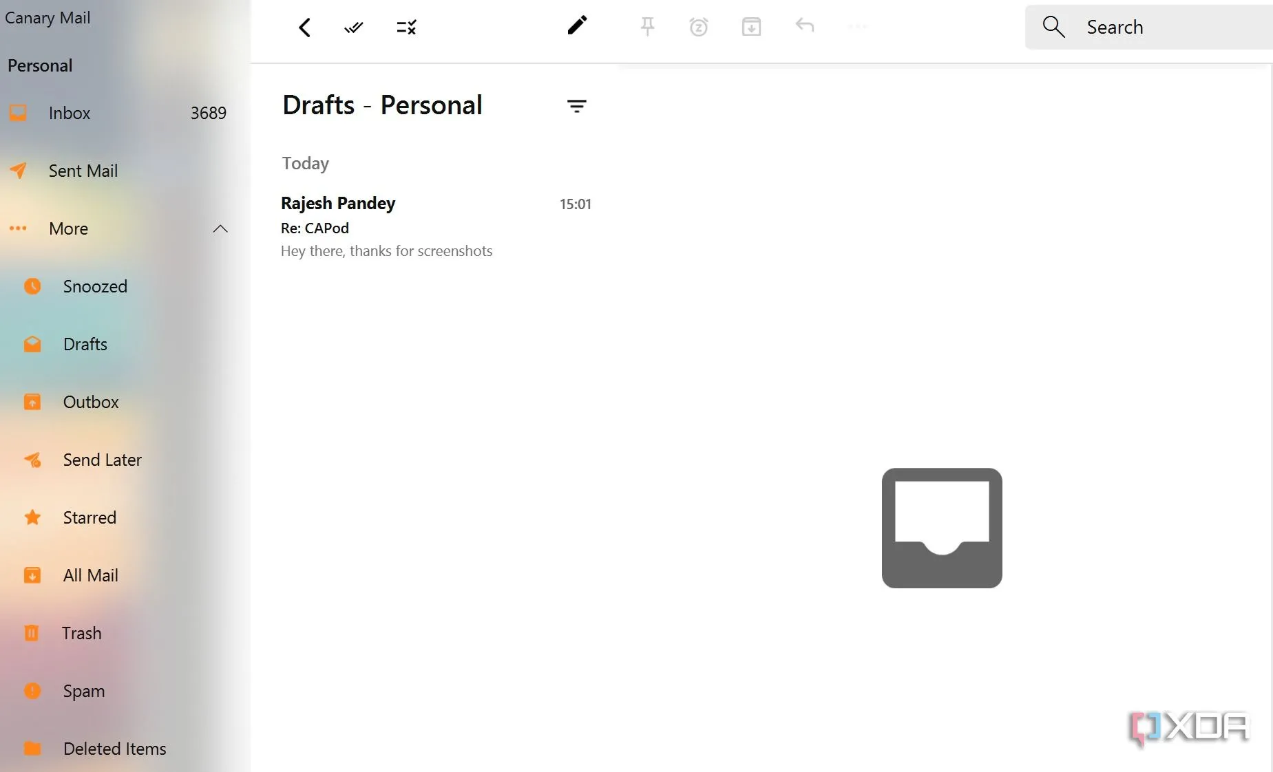 Giao diện người dùng Canary Mail