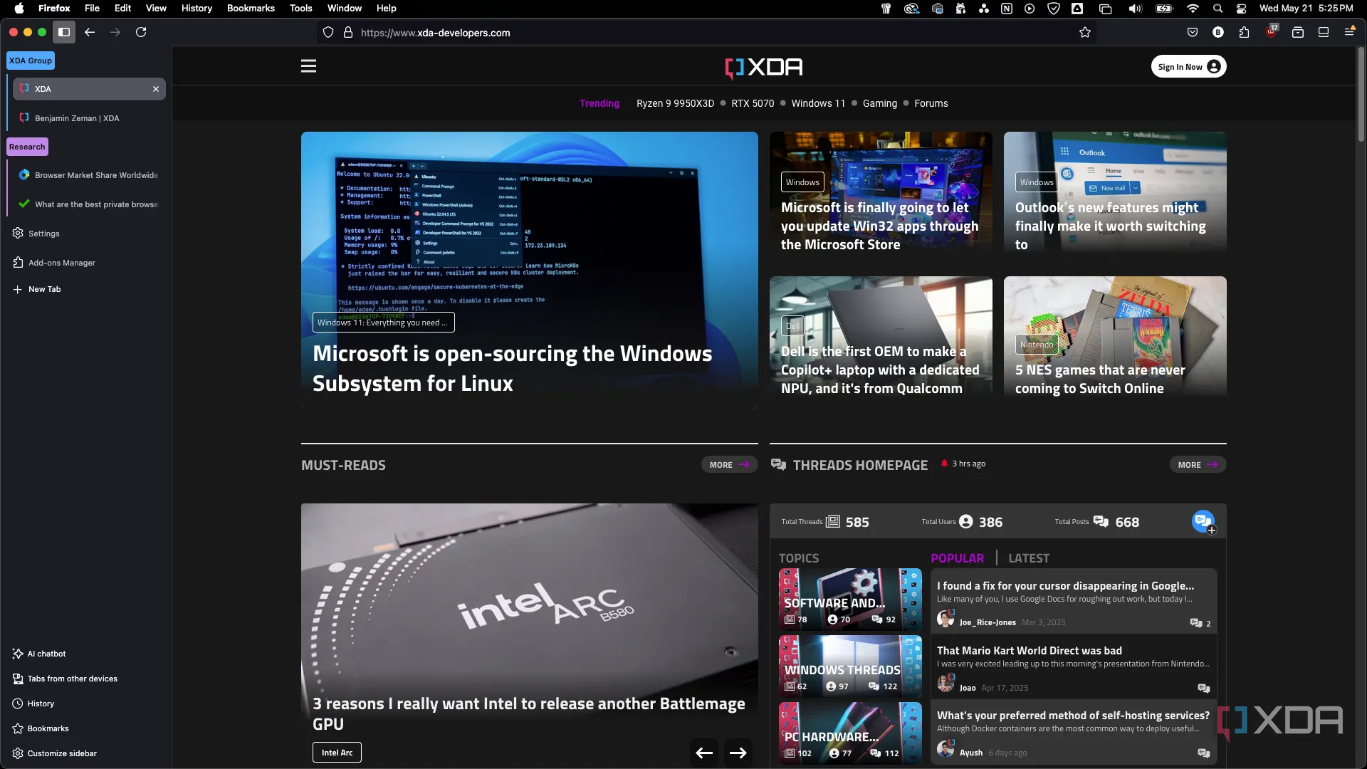 Giao diện nhóm tab (tab grouping) trong trình duyệt Firefox