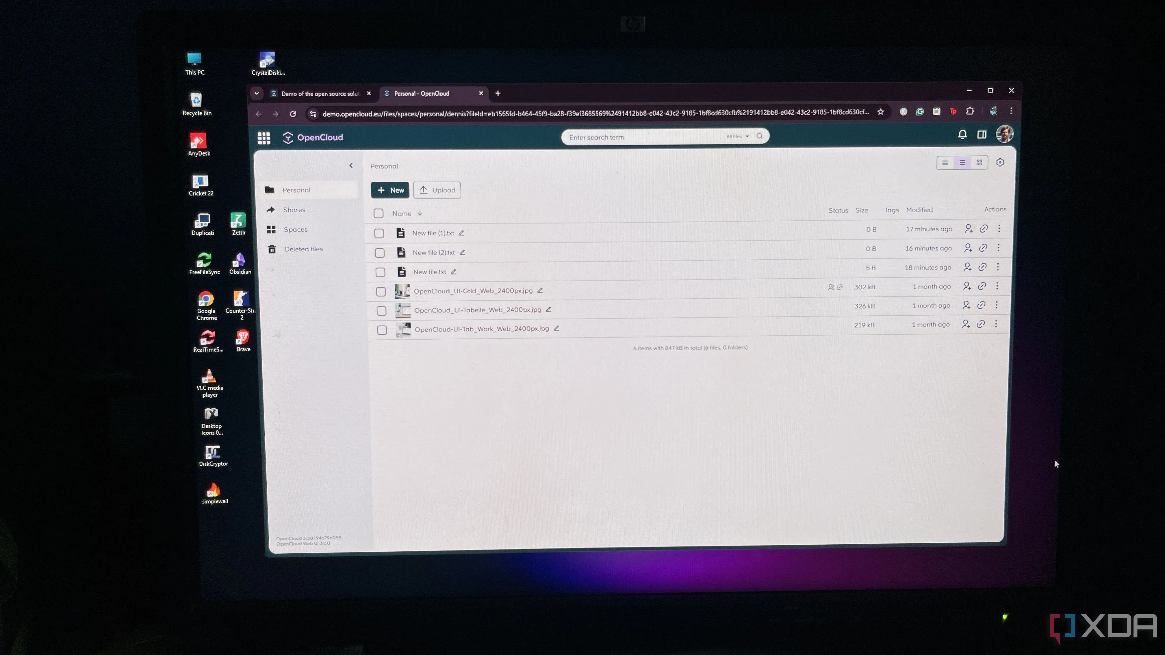Giao diện OpenCloud, một lựa chọn thay thế NextCloud nhẹ nhàng, đang chạy trong trình duyệt trên máy tính Windows