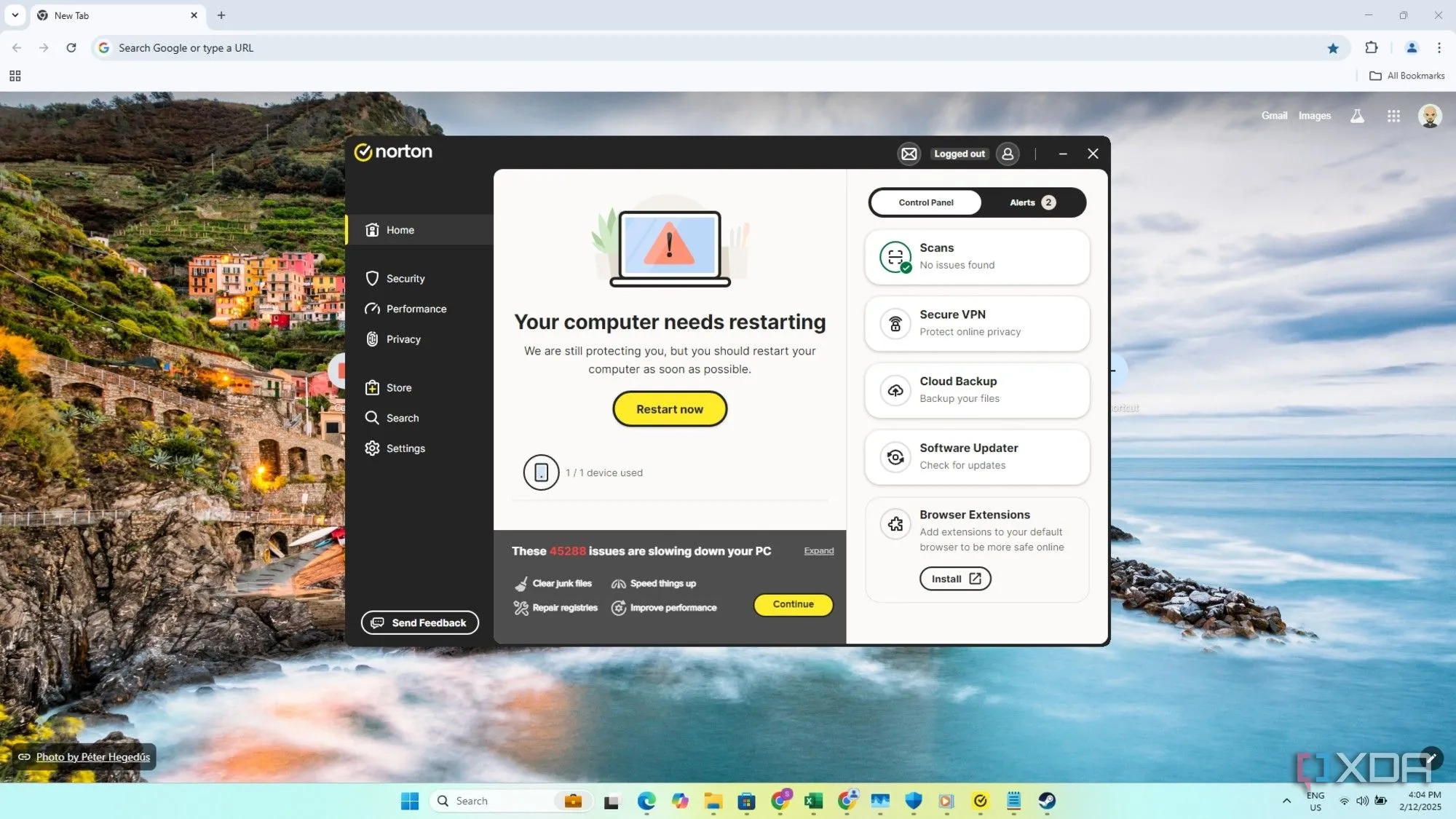 Giao diện phần mềm diệt virus Norton Antivirus