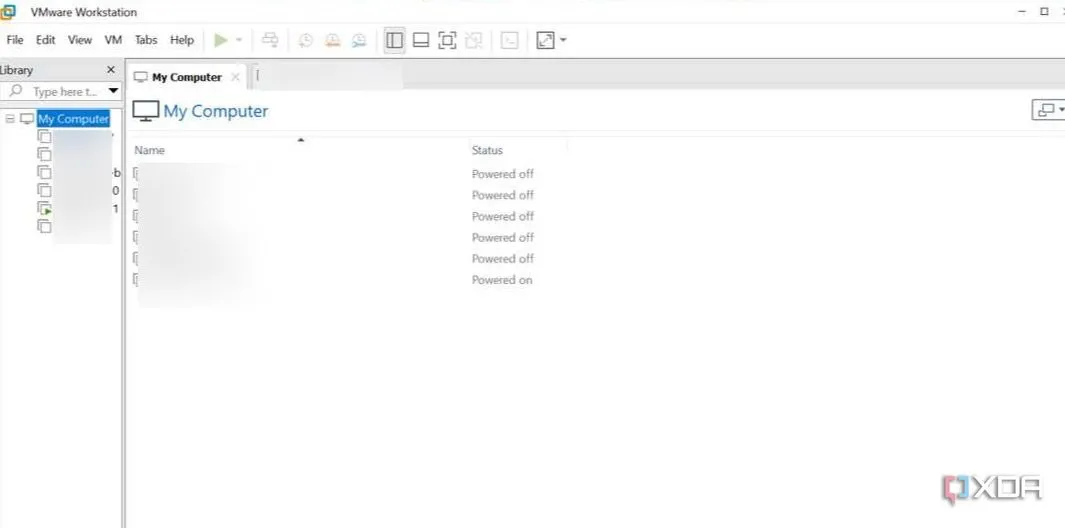 Giao diện phần mềm VMware Workspace, một lựa chọn miễn phí để tạo máy ảo