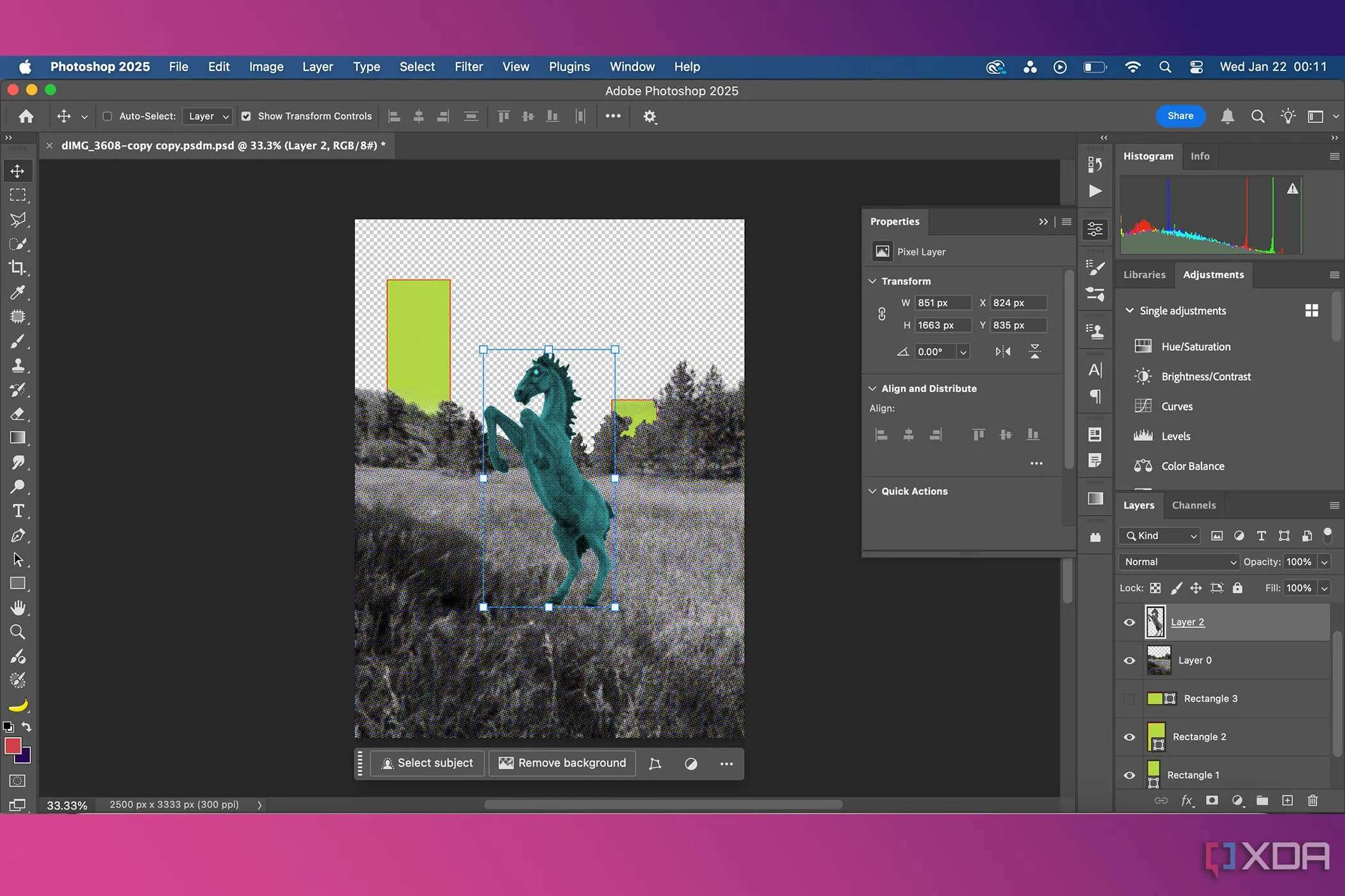 Giao diện Photoshop với bảng thuộc tính