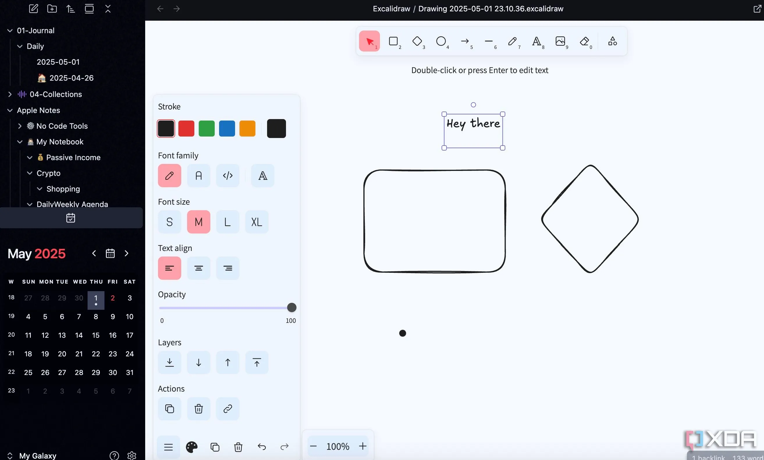 Giao diện plugin Excalidraw tích hợp trong Obsidian, hiển thị sơ đồ tư duy và phác thảo ý tưởng