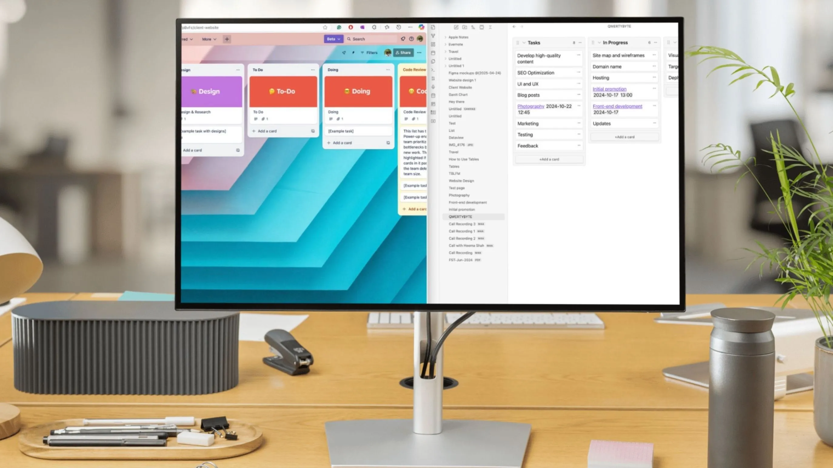 Giao diện plugin Kanban trong Obsidian, mô phỏng bảng Trello, cho thấy khả năng quản lý dự án trực quan và linh hoạt.
