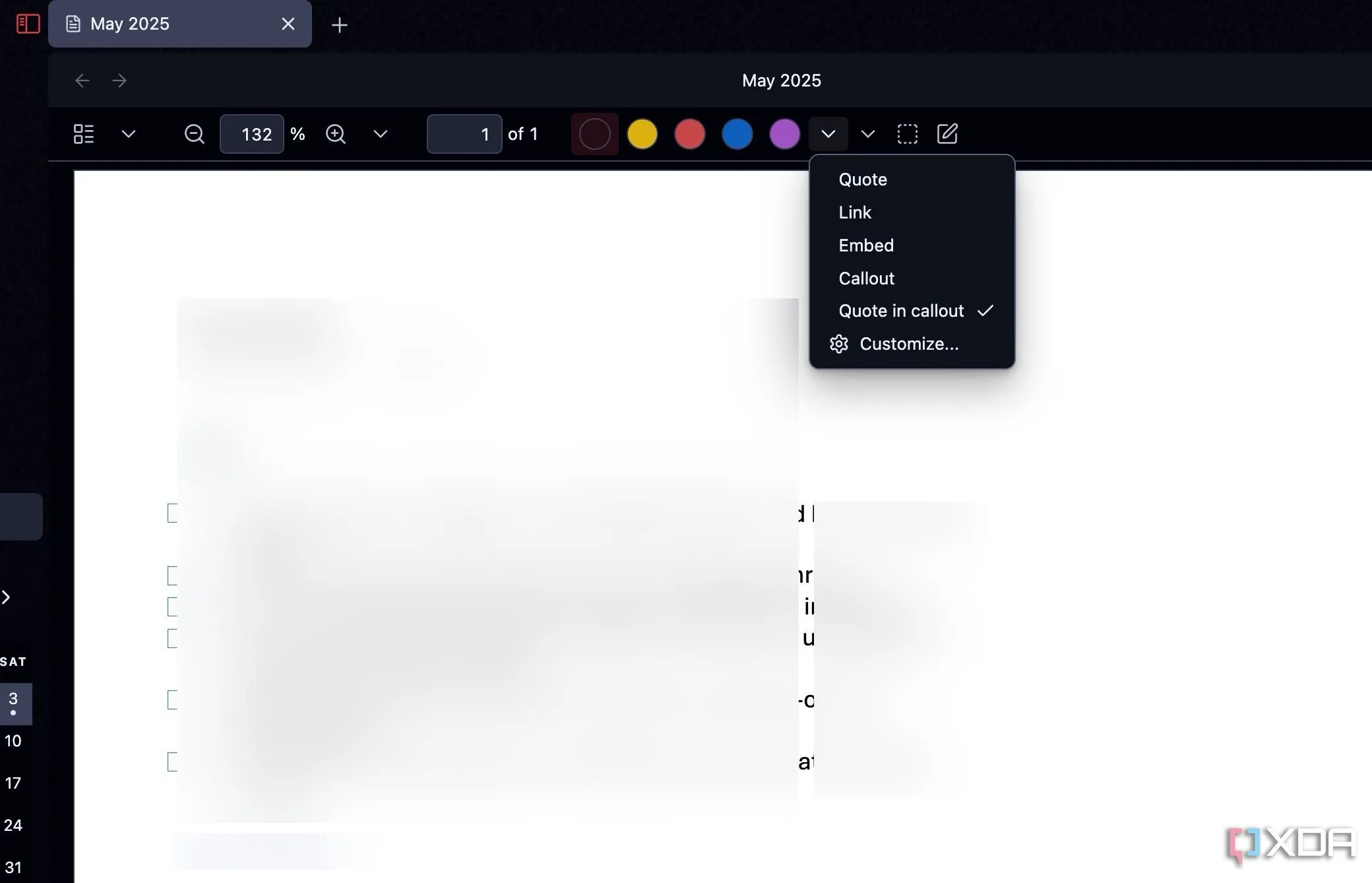 Giao diện plugin PDF++ trong Obsidian, hiển thị một tệp PDF đang được mở với các công cụ chỉnh sửa và đánh dấu nổi bật.