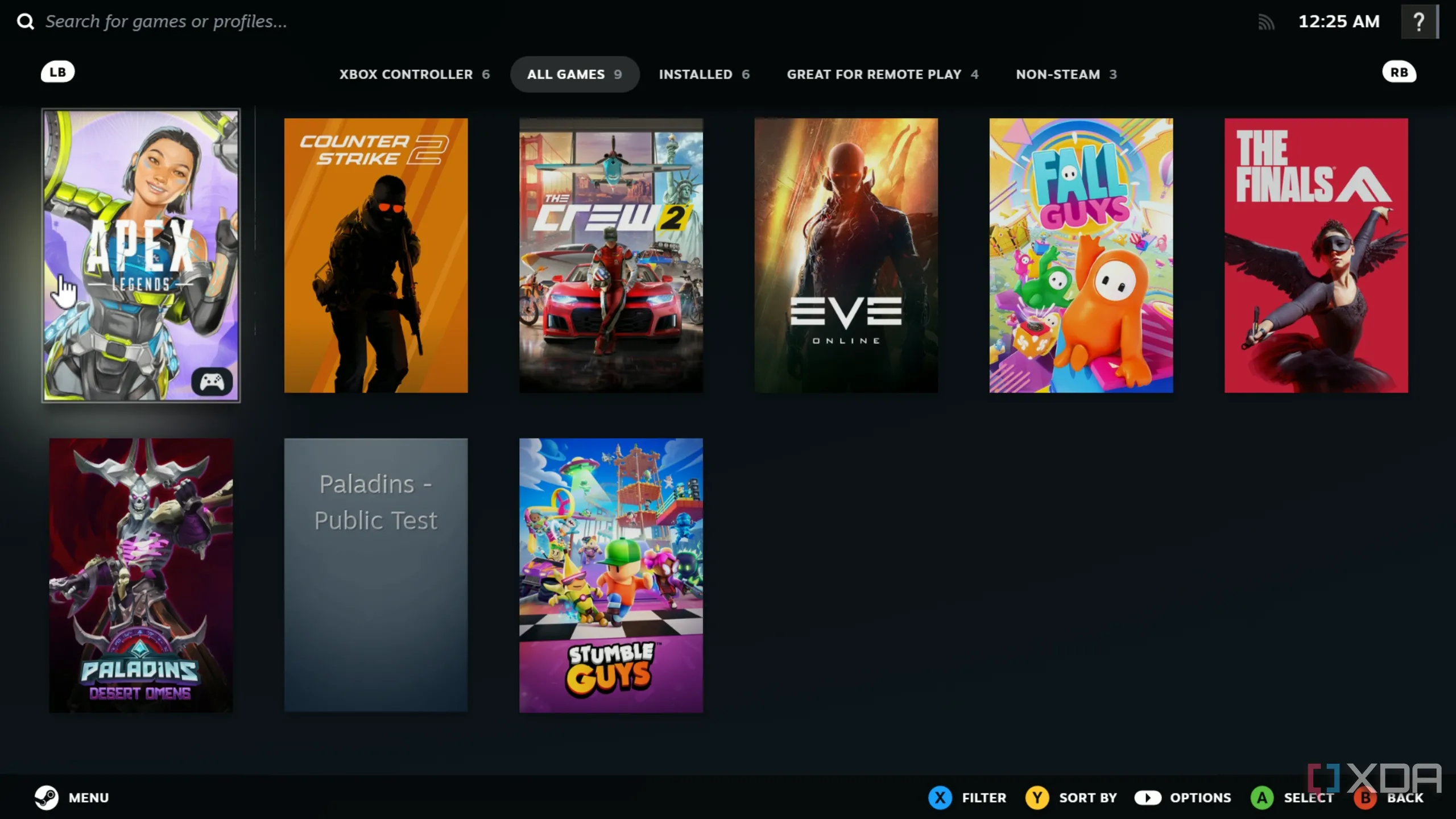 Giao diện thư viện game Steam với nhiều tựa game khác nhau, minh họa một nền tảng chơi game phổ biến trên PC.