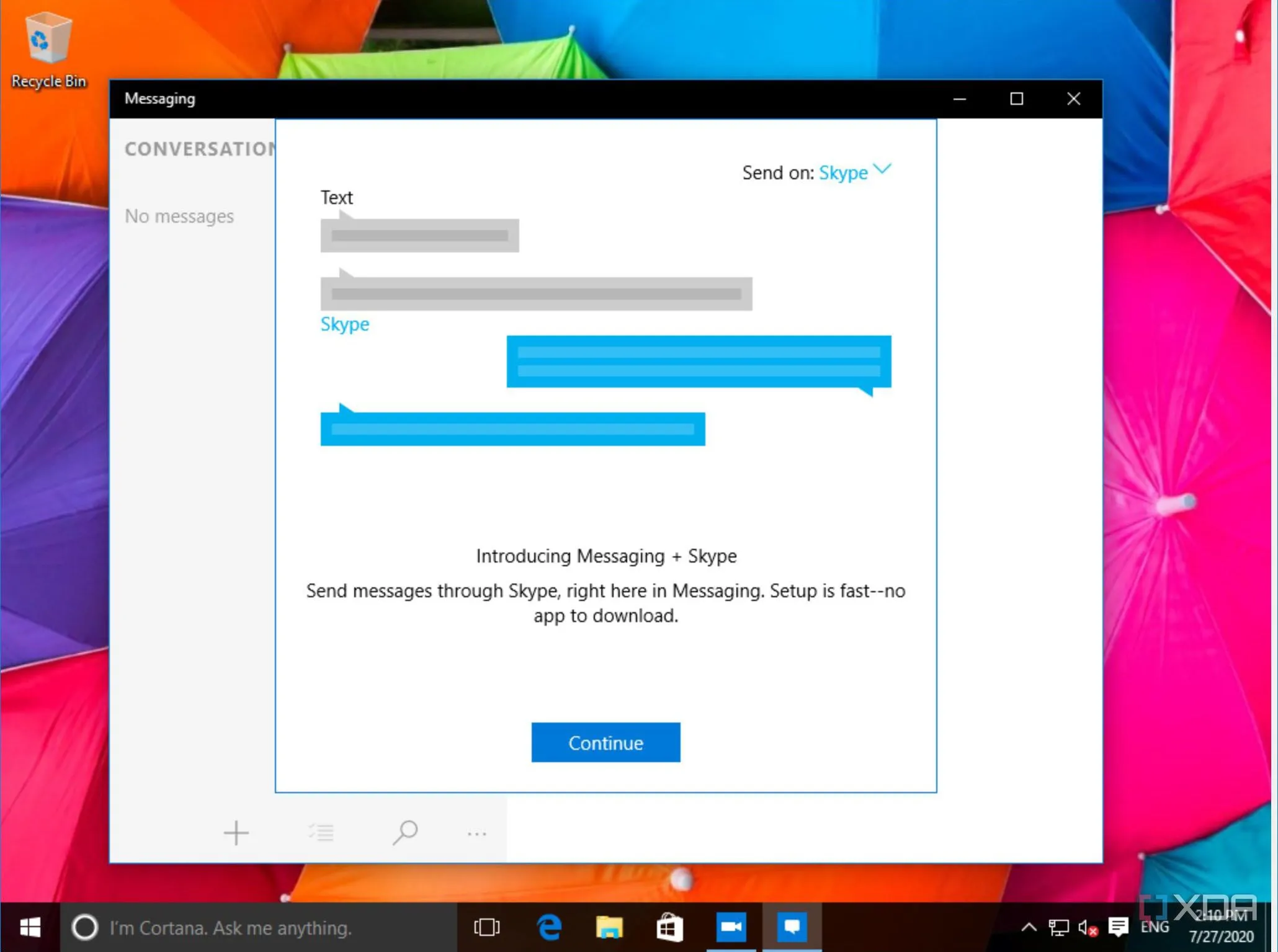 Giao diện tích hợp của các ứng dụng Phone, Skype Video và Messaging trên Windows 10, minh họa nỗ lực đưa Skype vào hệ điều hành
