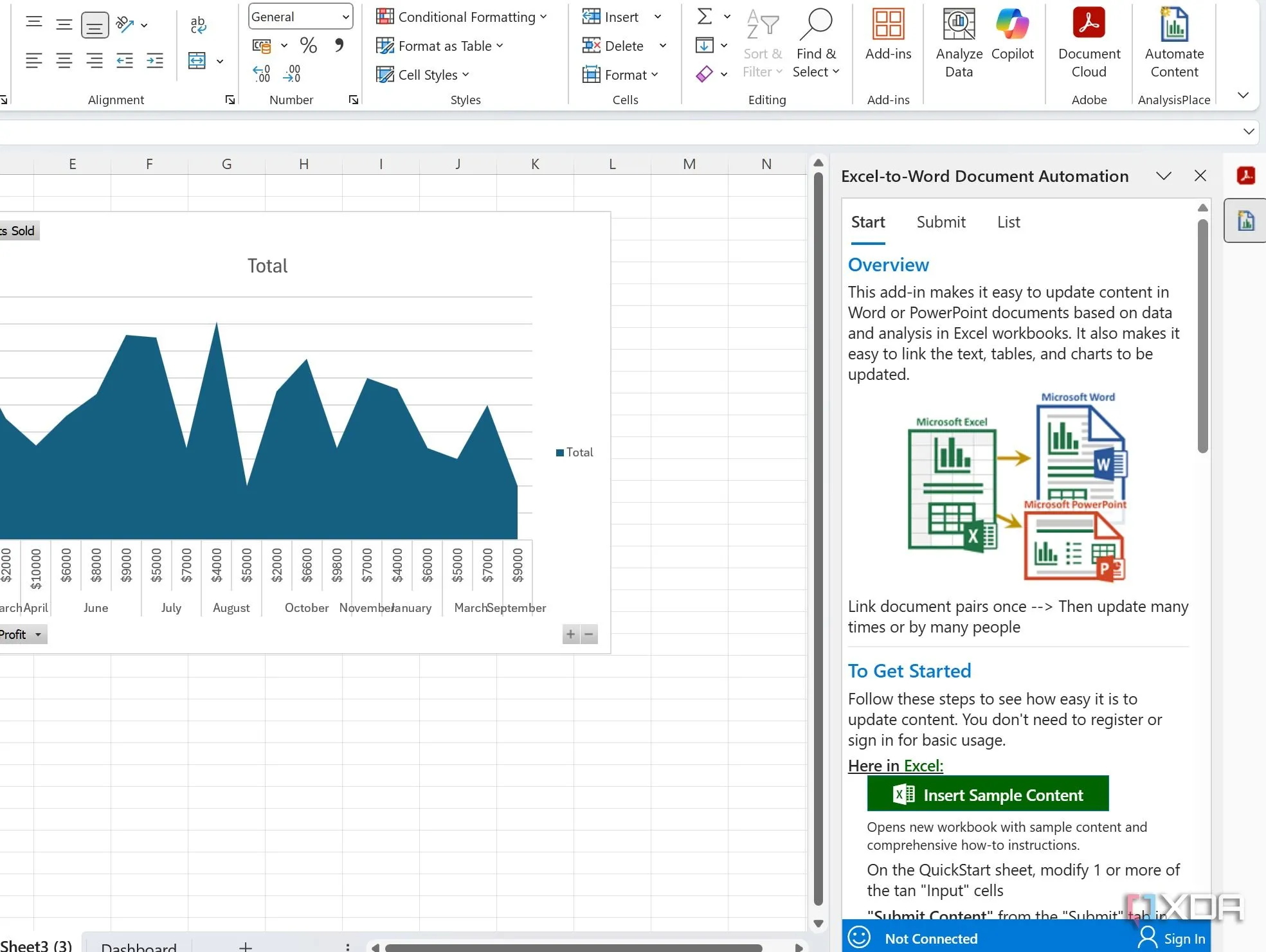 Giao diện tiện ích bổ sung tự động hóa từ Excel sang Word, minh họa các giới hạn tự động hóa