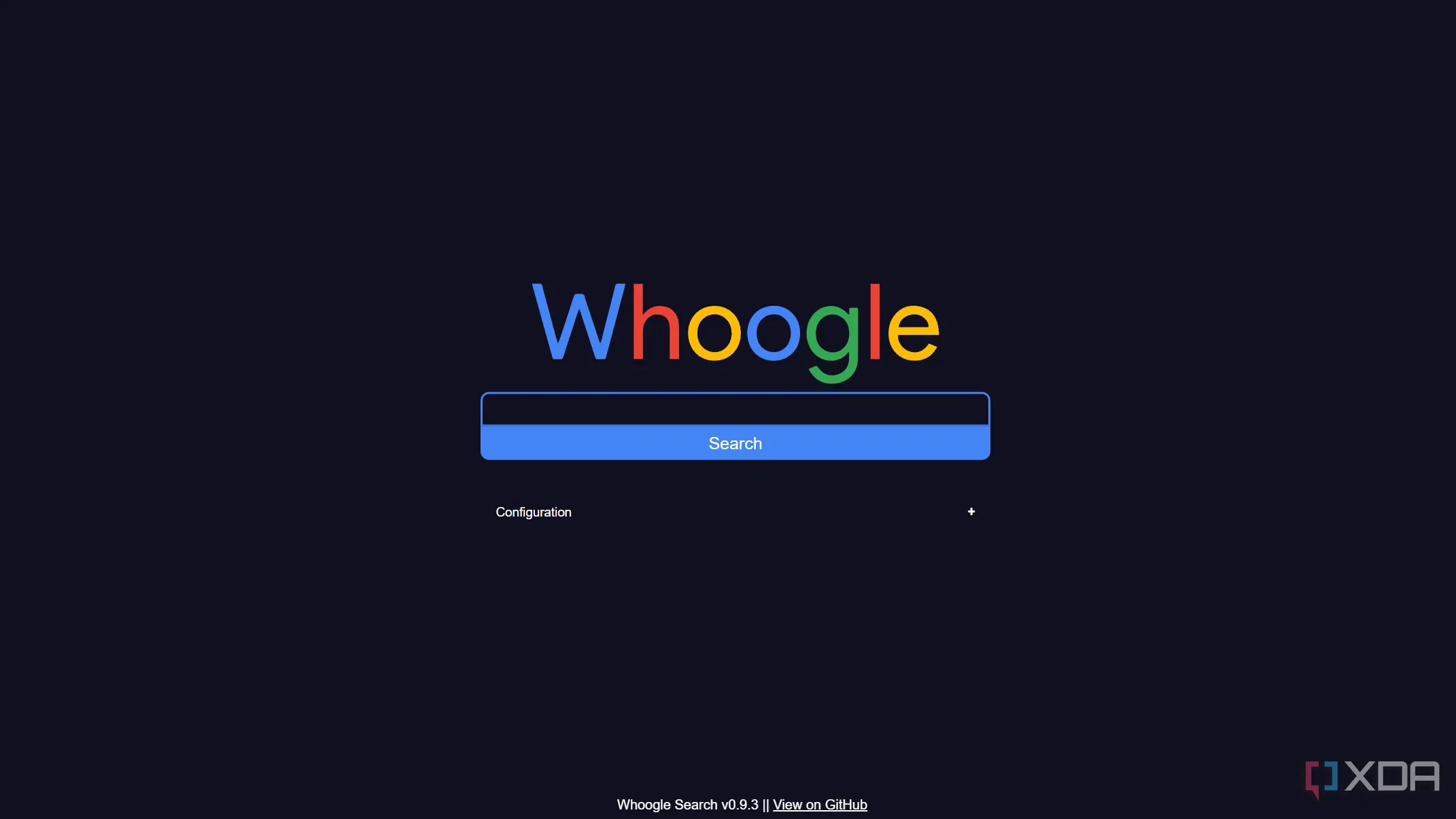 Giao diện trang tìm kiếm của Whoogle hiển thị kết quả gọn gàng, không quảng cáo