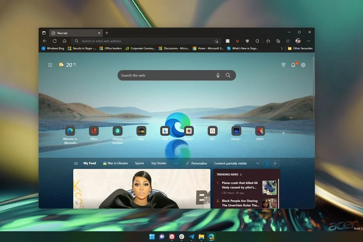 Giao diện trình duyệt Microsoft Edge mới trên Windows 11