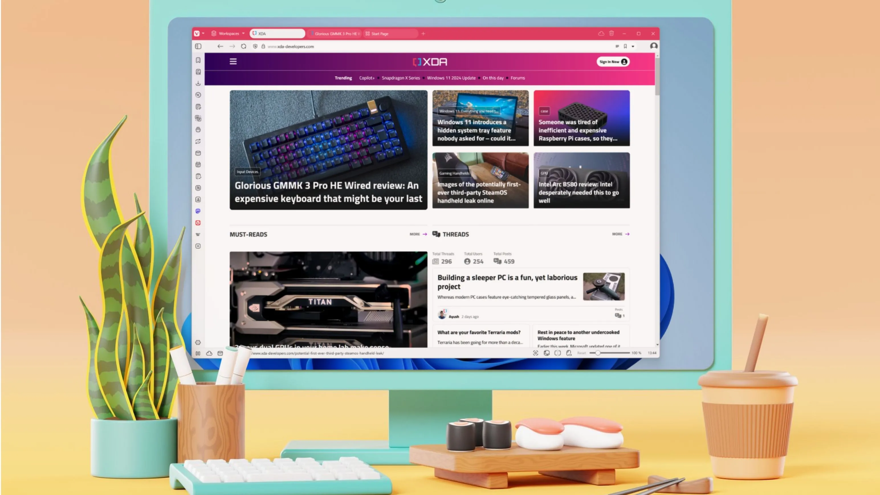Giao diện trình duyệt Vivaldi trên máy tính Windows, một lựa chọn thay thế tiềm năng cho Chrome và Edge khi người dùng cân nhắc hiệu suất RAM