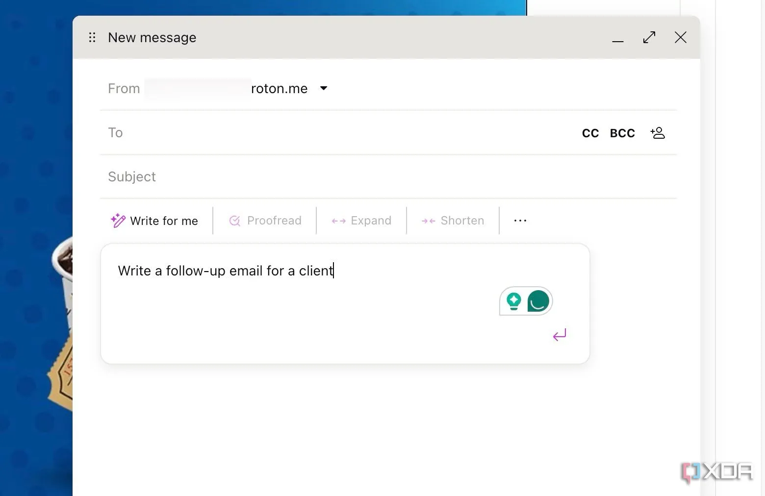 Giao diện trợ lý viết Proton Scribe AI trong ứng dụng Proton Mail