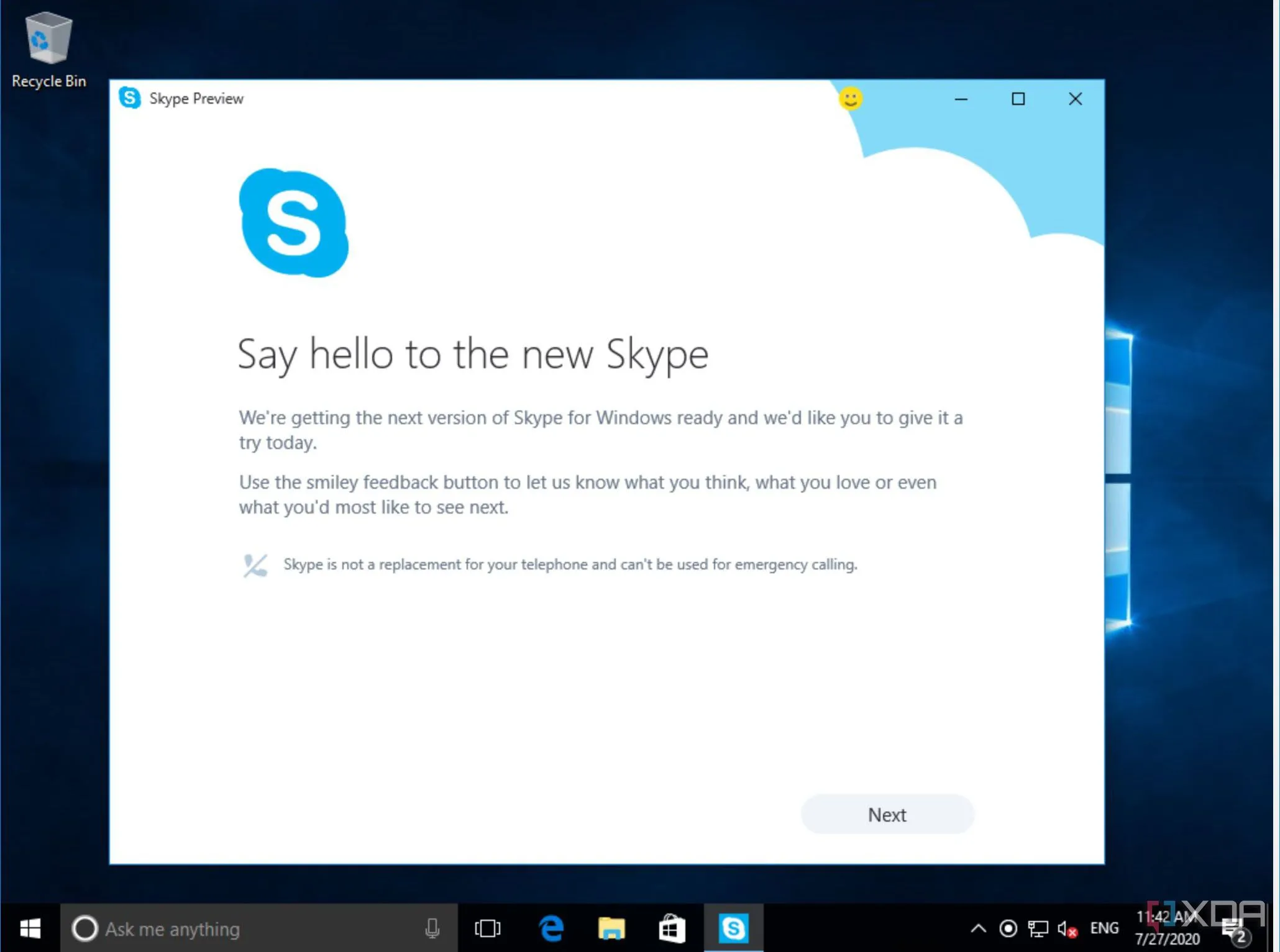Giao diện ứng dụng Skype UWP hiện đại hơn, thể hiện thiết kế phẳng đặc trưng của Universal Windows Platform
