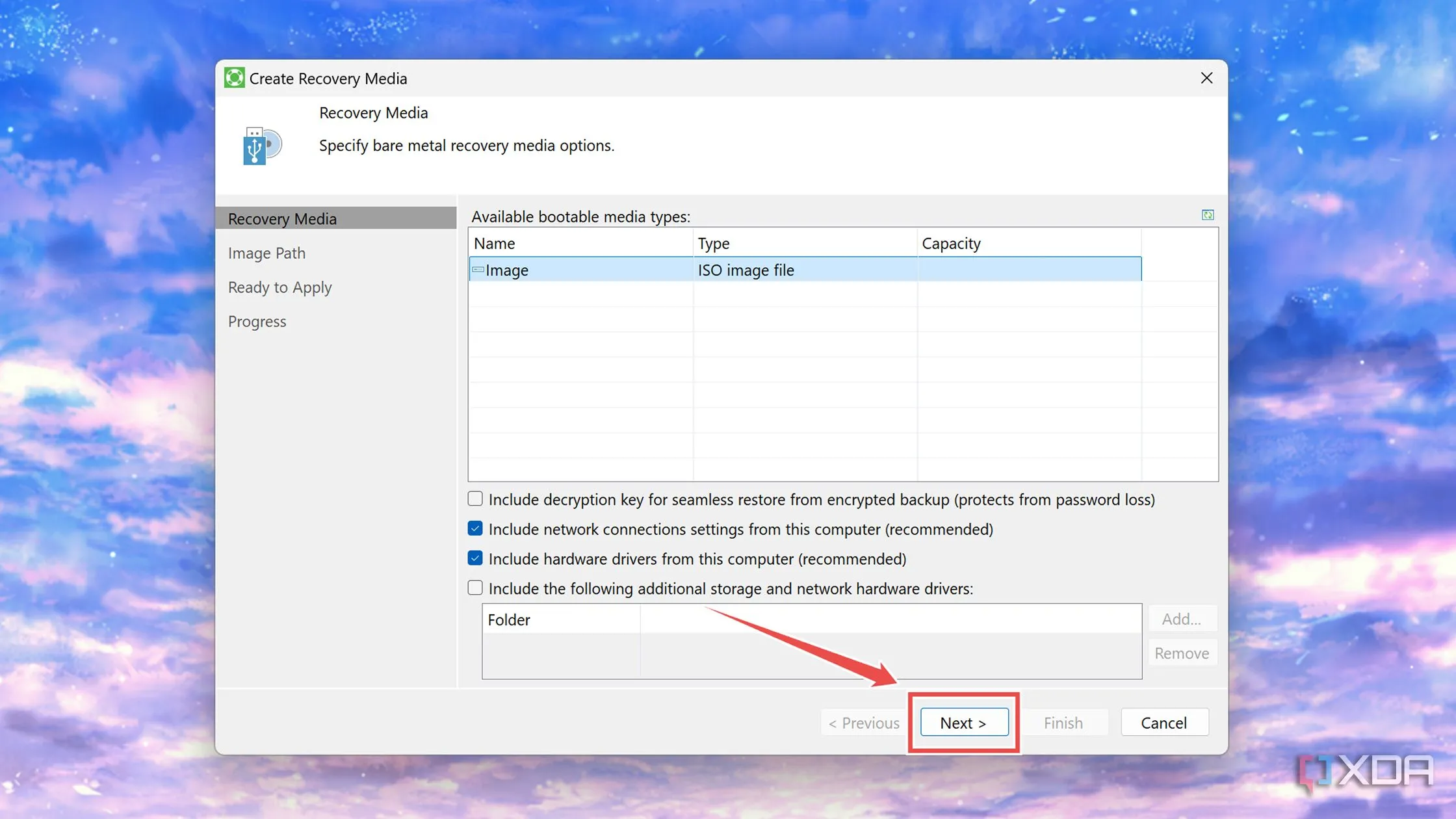 Giao diện Veeam Recovery Media, nhấn Next để tiếp tục cài đặt