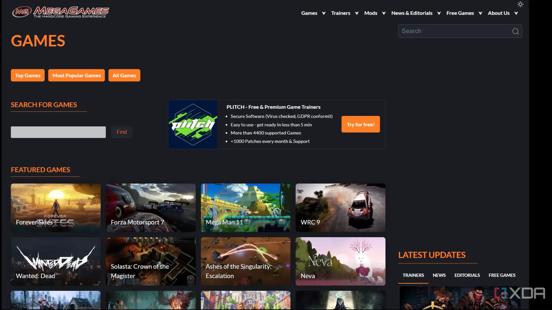 Giao diện website Mega Games với nhiều game miễn phí