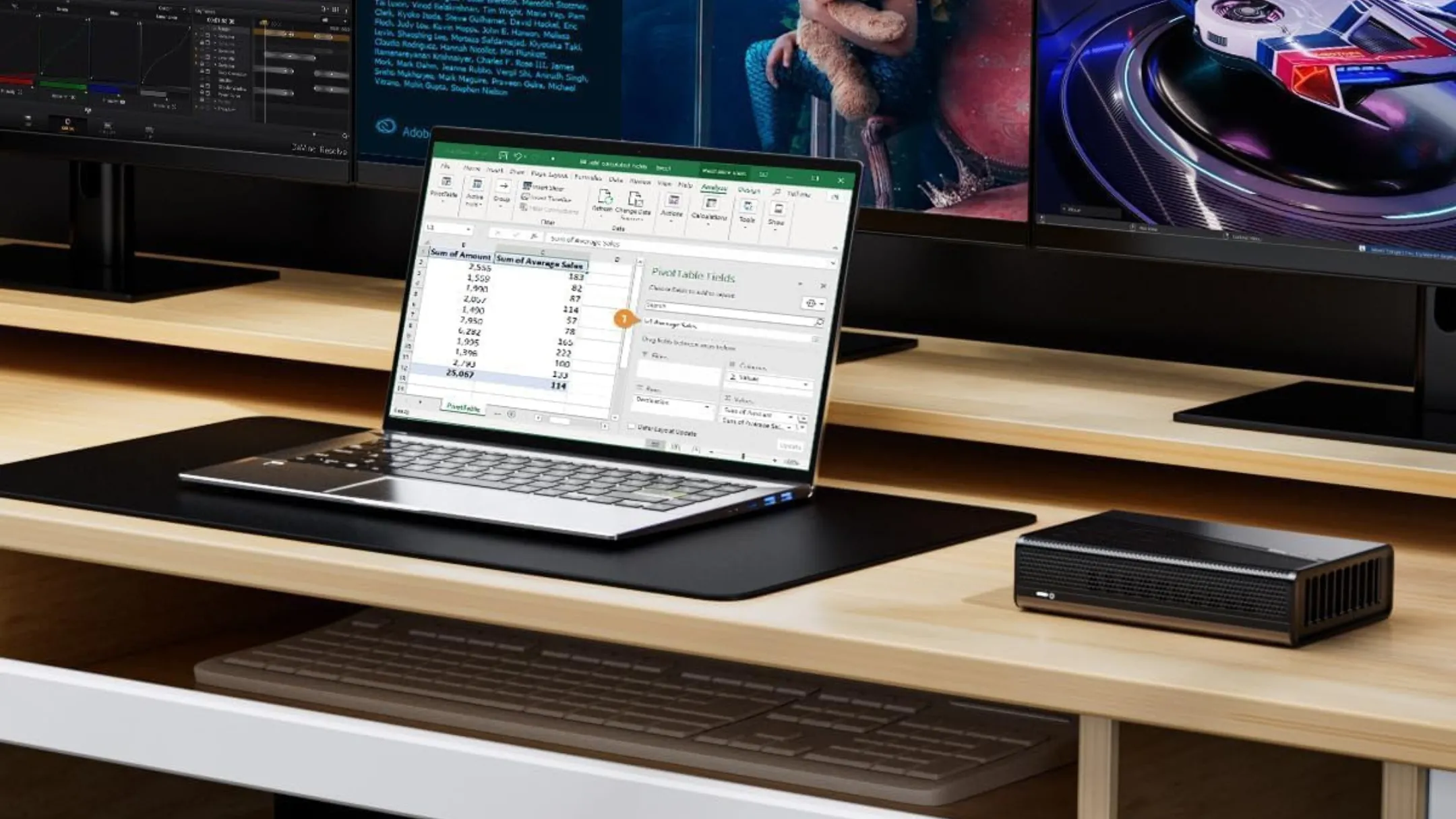 GMKtec AD-GP1 eGPU đặt cạnh laptop, minh họa khả năng kết nối và nâng cấp hiệu năng