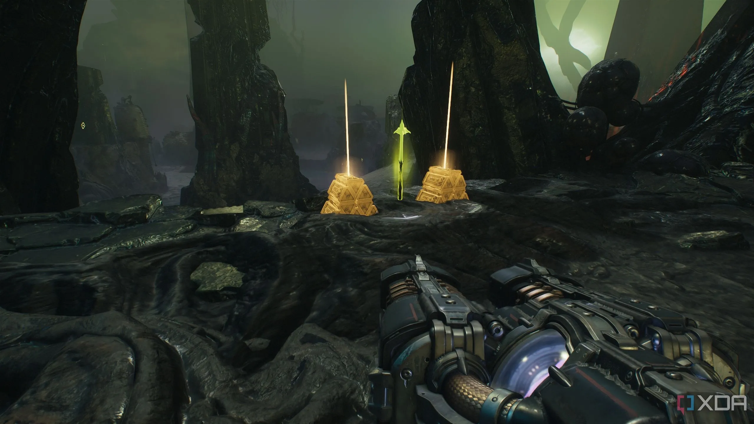 Hai kho vàng và đạn BFC được tìm thấy trong Chương 16 Doom: The Dark Ages.