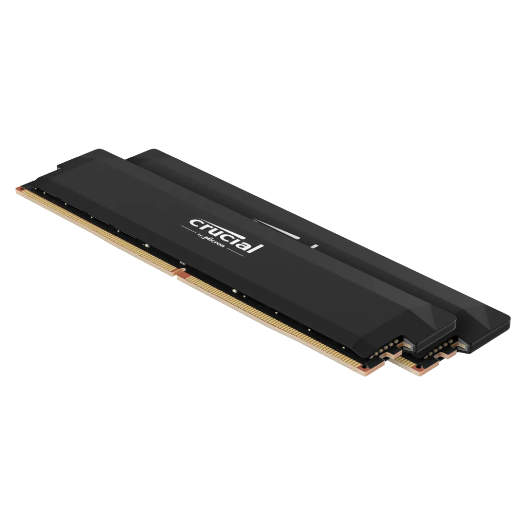 Hai thanh RAM Crucial Pro Overclocking DDR5-6000, minh họa cho lựa chọn bộ nhớ hiệu năng cao nhưng vẫn có thể tiết kiệm chi phí trong quá trình lắp ráp PC.