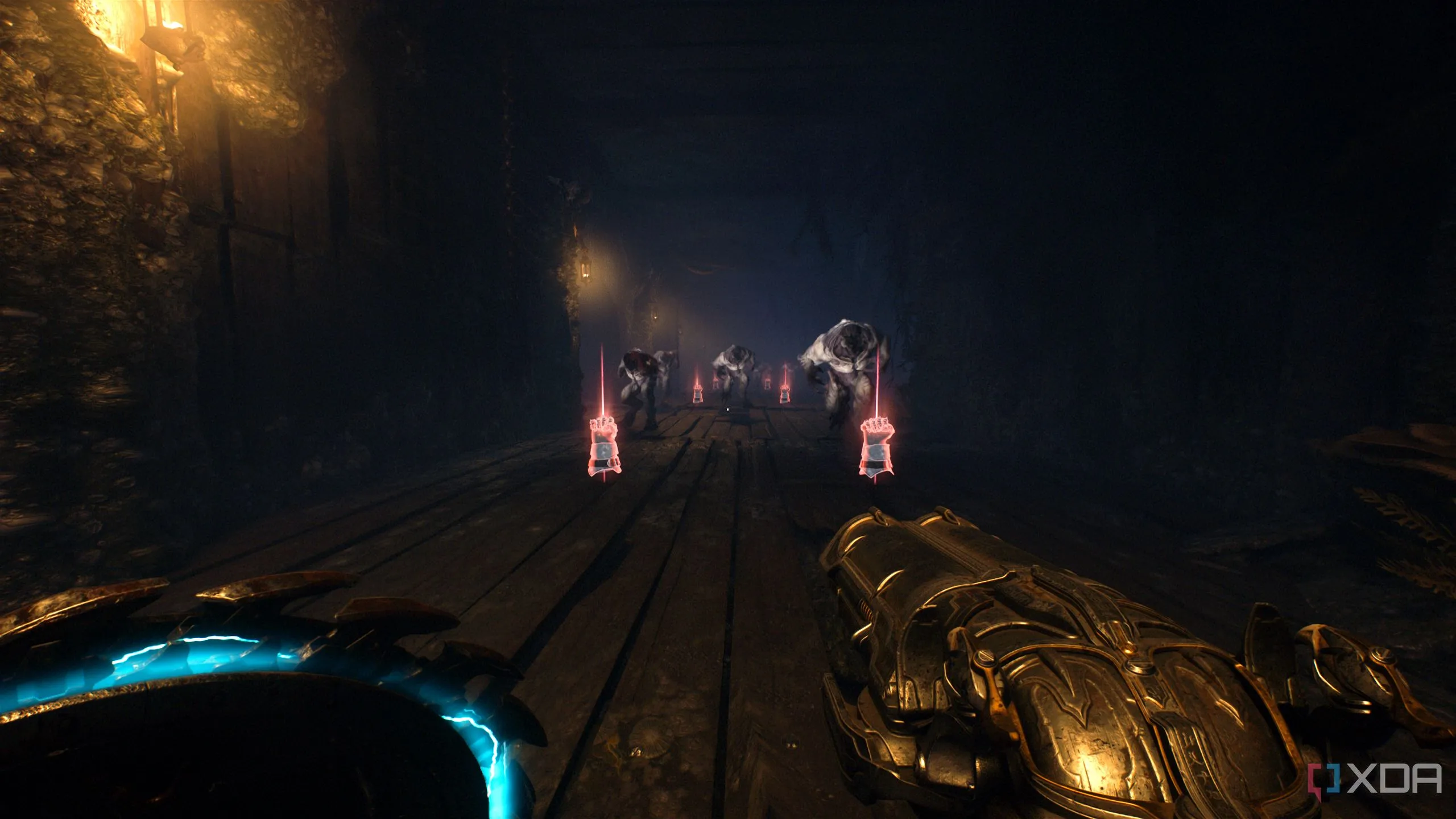 Hành lang đầy Hellknight và điểm hồi phục Melee Charge trong Doom The Dark Ages Chapter 17