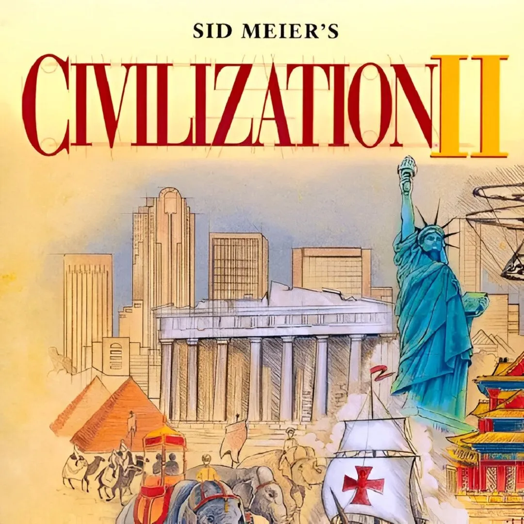 Hình ảnh bìa đĩa game Sid Meier's Civilization II, minh họa việc game kết hợp lịch sử và giáo dục