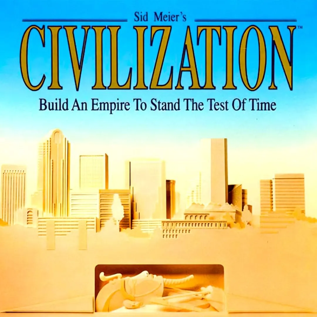 Hình ảnh bìa đĩa game Sid Meier's Civilization phiên bản gốc năm 1991, game đặt nền móng cho thể loại 4X