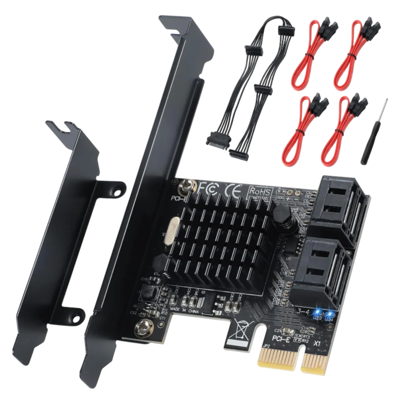 Hình ảnh card điều khiển PCIe X1 sang SATA 3.0 để tăng số lượng ổ đĩa