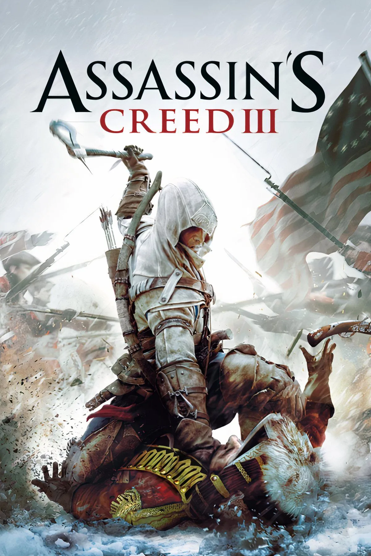 Hình ảnh cắt ghép từ game Assassin's Creed III, tập trung vào nhân vật Haytham Kenway và các biểu tượng liên quan đến Dòng Templar, thể hiện bất ngờ về danh tính thật của nhân vật.