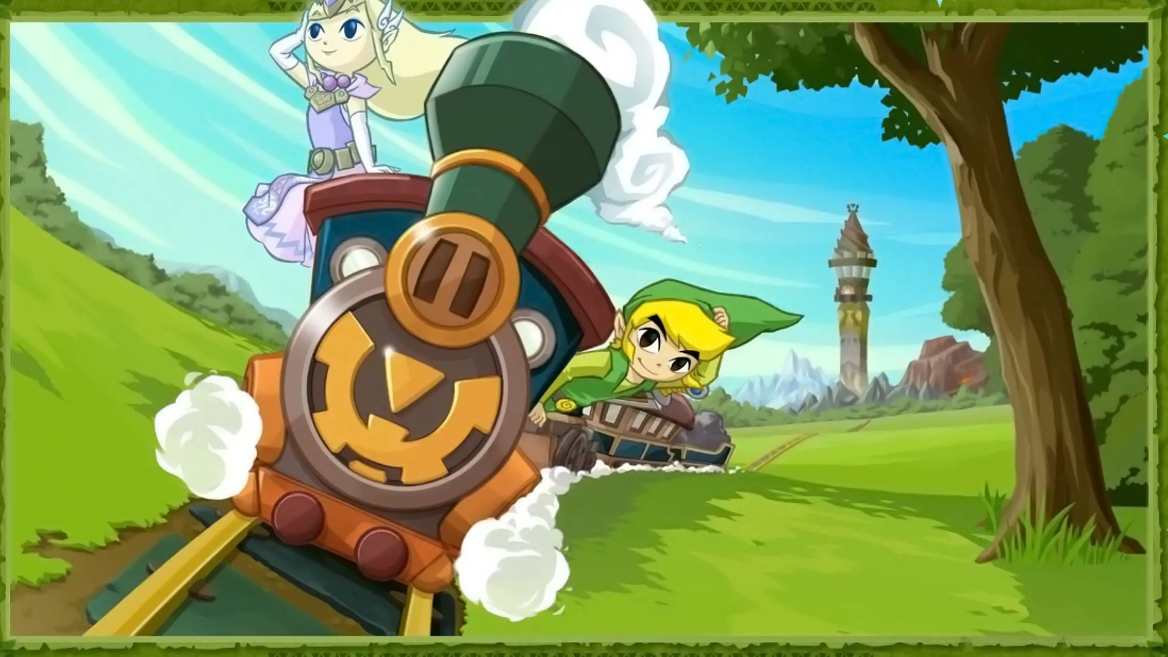 Hình ảnh chính thức Link và Công chúa Zelda điều khiển đoàn tàu trong The Legend of Zelda: Spirit Tracks
