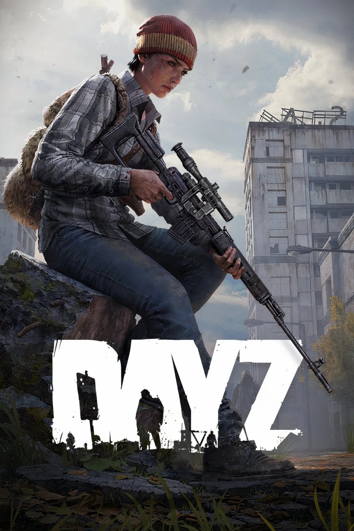 Hình ảnh gameplay DayZ với khung cảnh hậu tận thế và người chơi đối mặt zombie