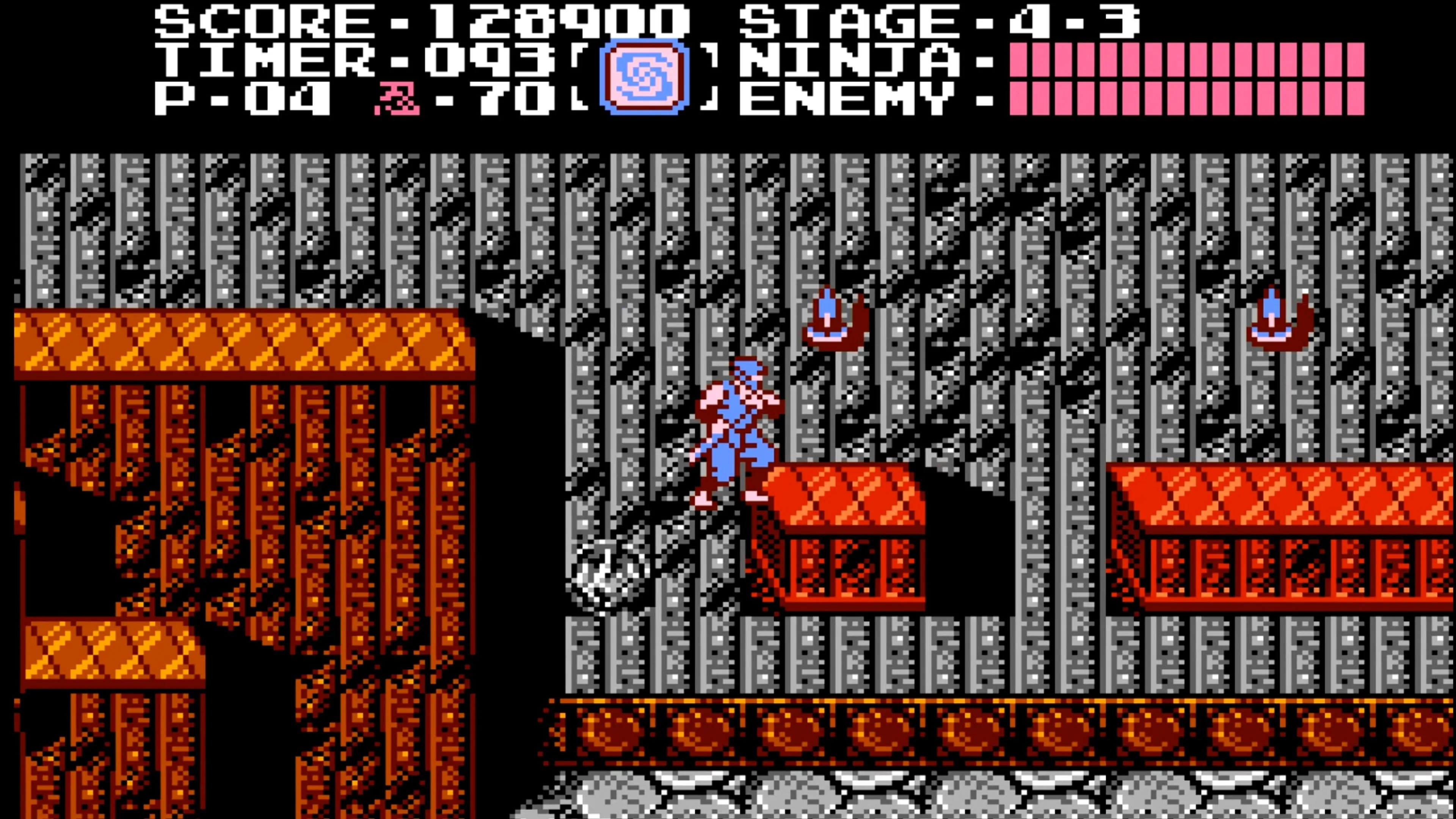Hình ảnh gameplay Ninja Gaiden với phong cách nghệ thuật cổ điển