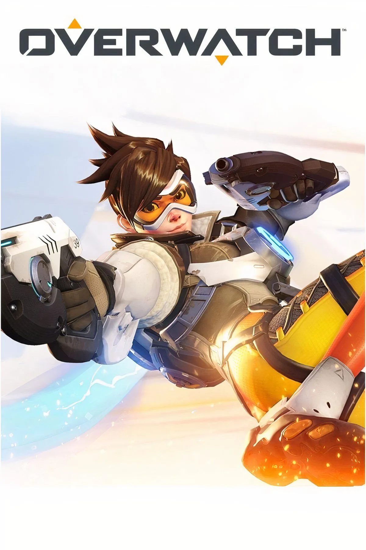 Hình ảnh logo game Overwatch cùng các nhân vật anh hùng đa dạng, nổi bật với phong cách đồ họa hoạt hình và hiệu ứng chiến đấu rực rỡ, tượng trưng cho lối chơi bắn súng đồng đội.