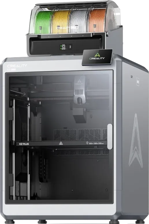 Hình ảnh máy in 3D Creality K2 Plus Combo với thiết kế hiện đại, minh họa cho dòng máy in 3D hiệu suất cao giúp tối ưu chi phí
