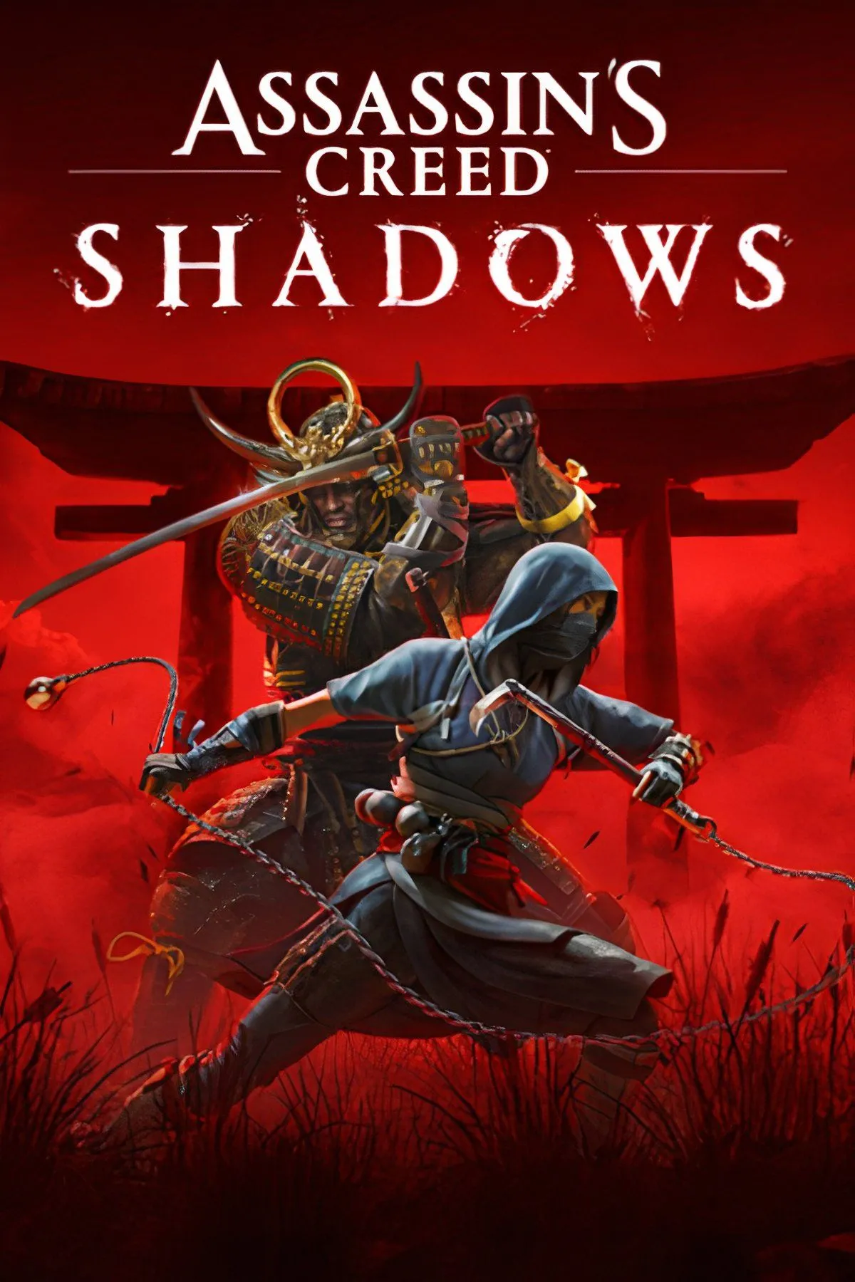 Hình ảnh một nữ sát thủ shinobi và một chiến binh samurai châu Phi trong bối cảnh Nhật Bản phong kiến, thể hiện đồ họa đẹp mắt của Assassin's Creed Shadows