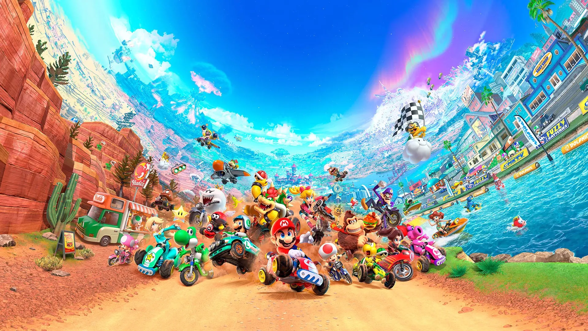 Hình ảnh nghệ thuật của trò chơi Mario Kart World dành cho Nintendo Switch 2